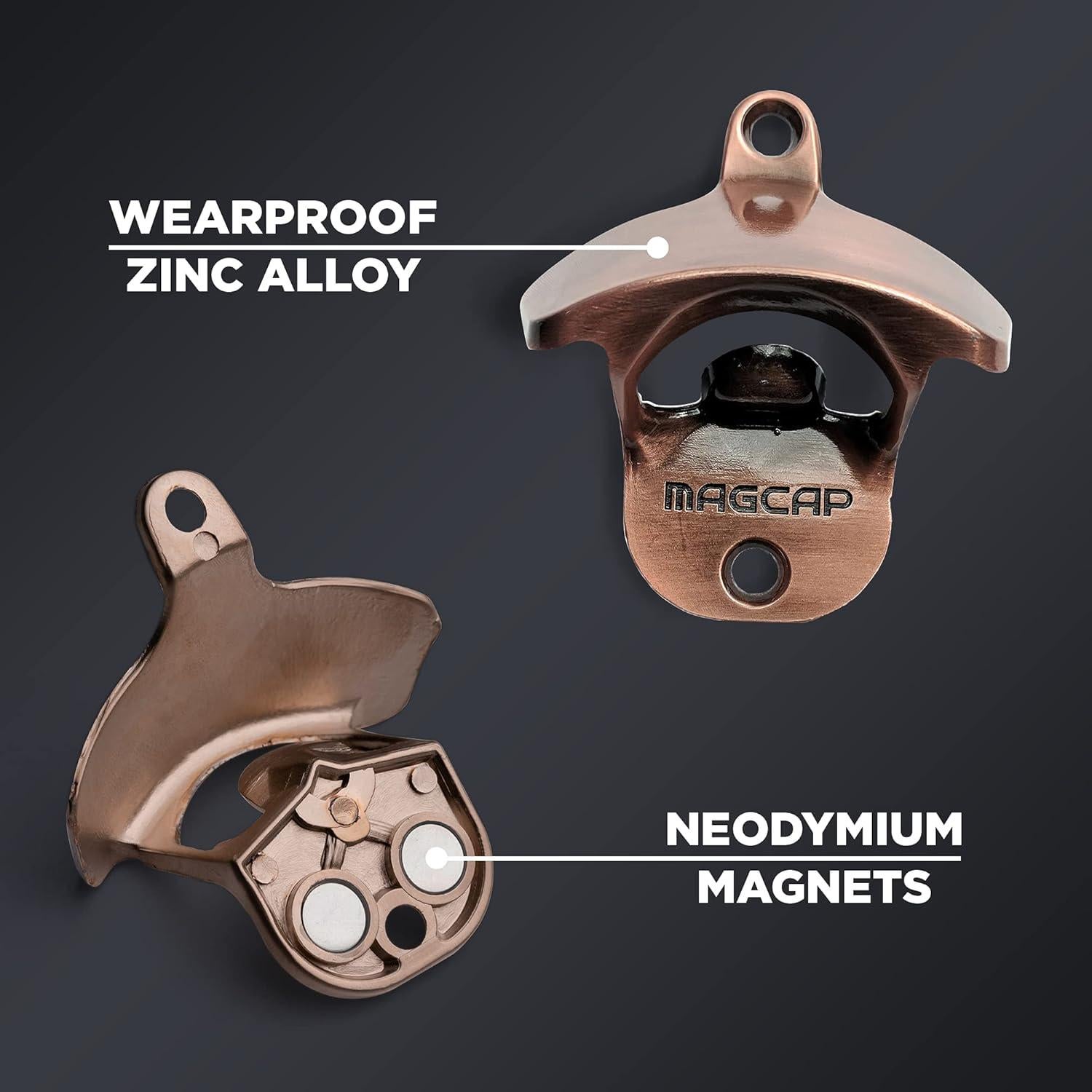 Abrebotellas Magnético Montado en Pared MAGCAP Cobre Antiguo