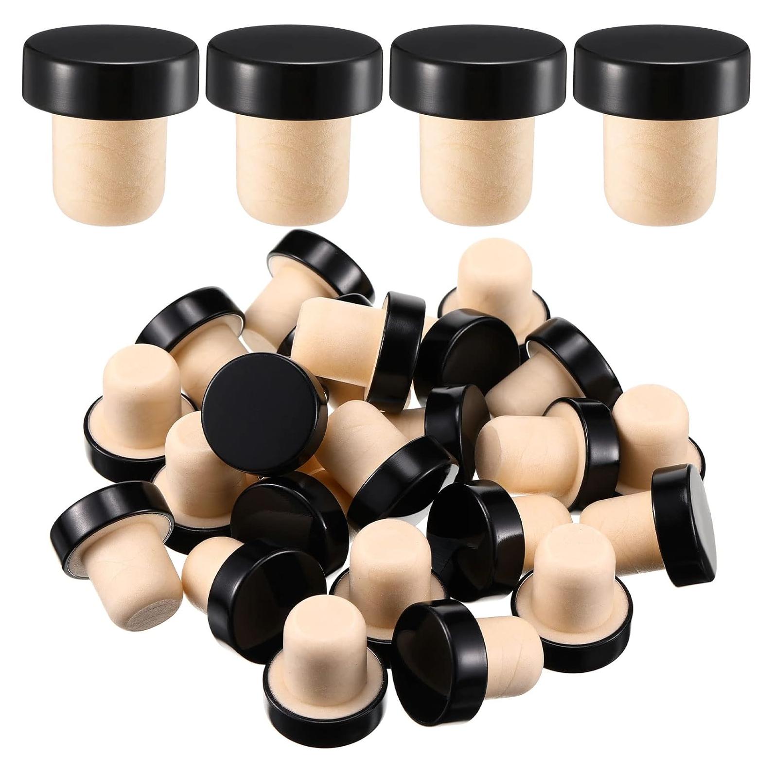 Tapones de corcho en forma de T Yookeer - 24 piezas negros
