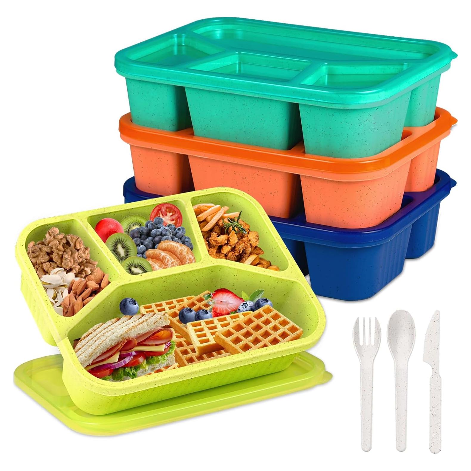 Bento Box 4 Compartimentos BIEOFFEI - Reutilizable y A Prueba de Microondas