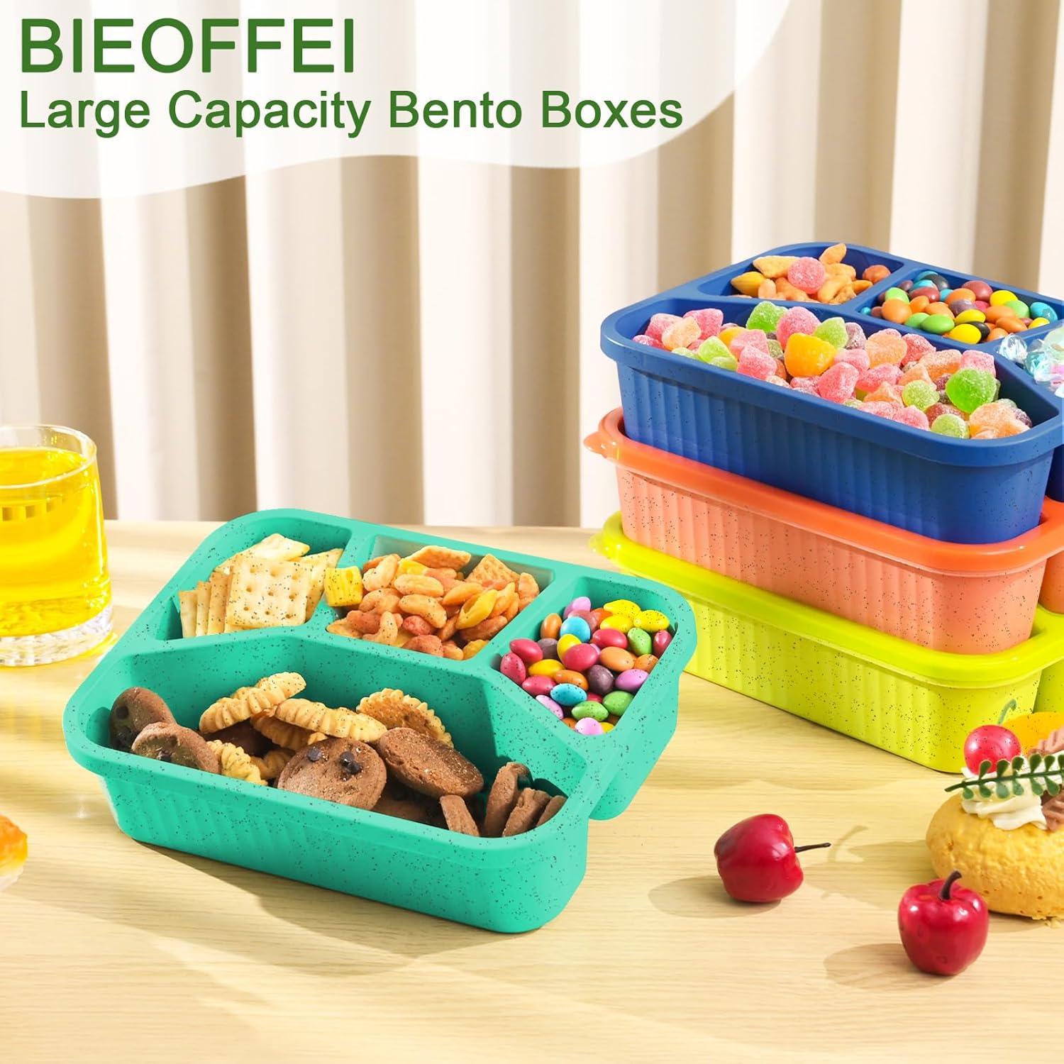 Bento Box 4 Compartimentos BIEOFFEI - Reutilizable y A Prueba de Microondas