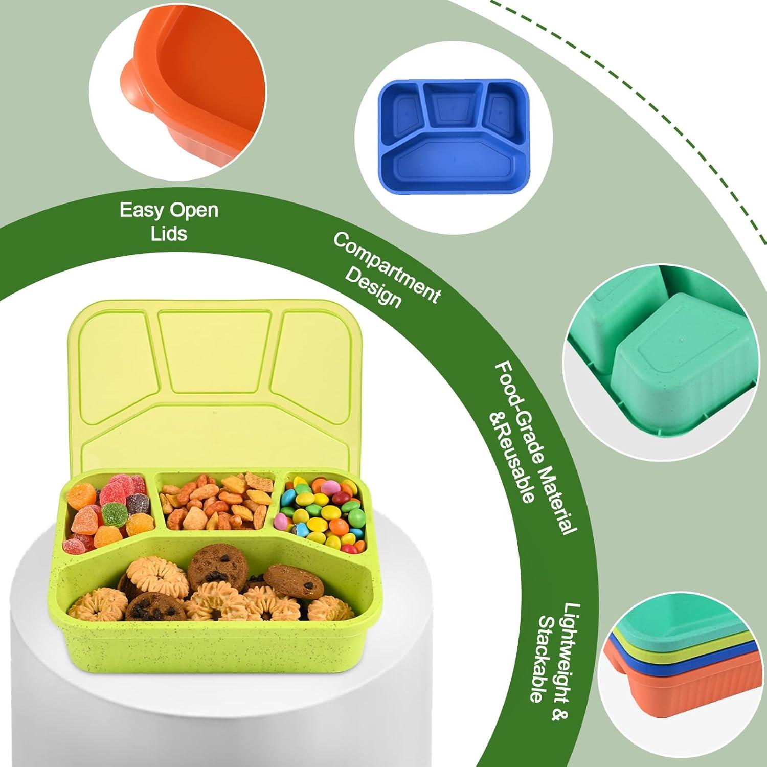 Bento Box 4 Compartimentos BIEOFFEI - Reutilizable y A Prueba de Microondas