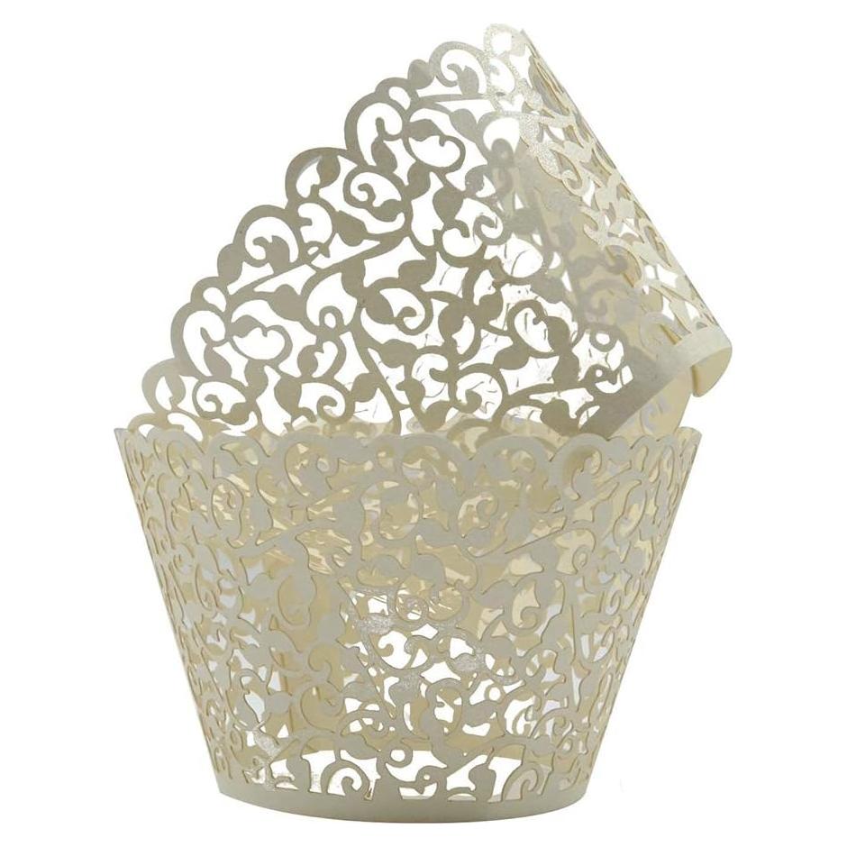 100 Fundas para Cupcake SUYEPER Beige Caladas 7.87 cm