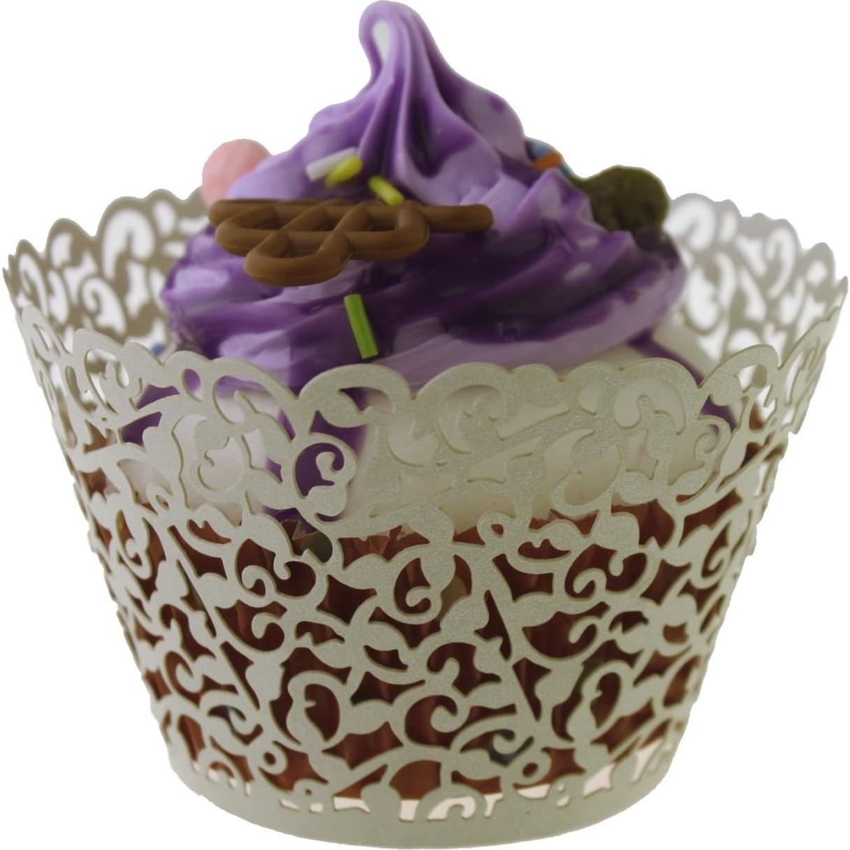 100 Fundas para Cupcake SUYEPER Beige Caladas 7.87 cm
