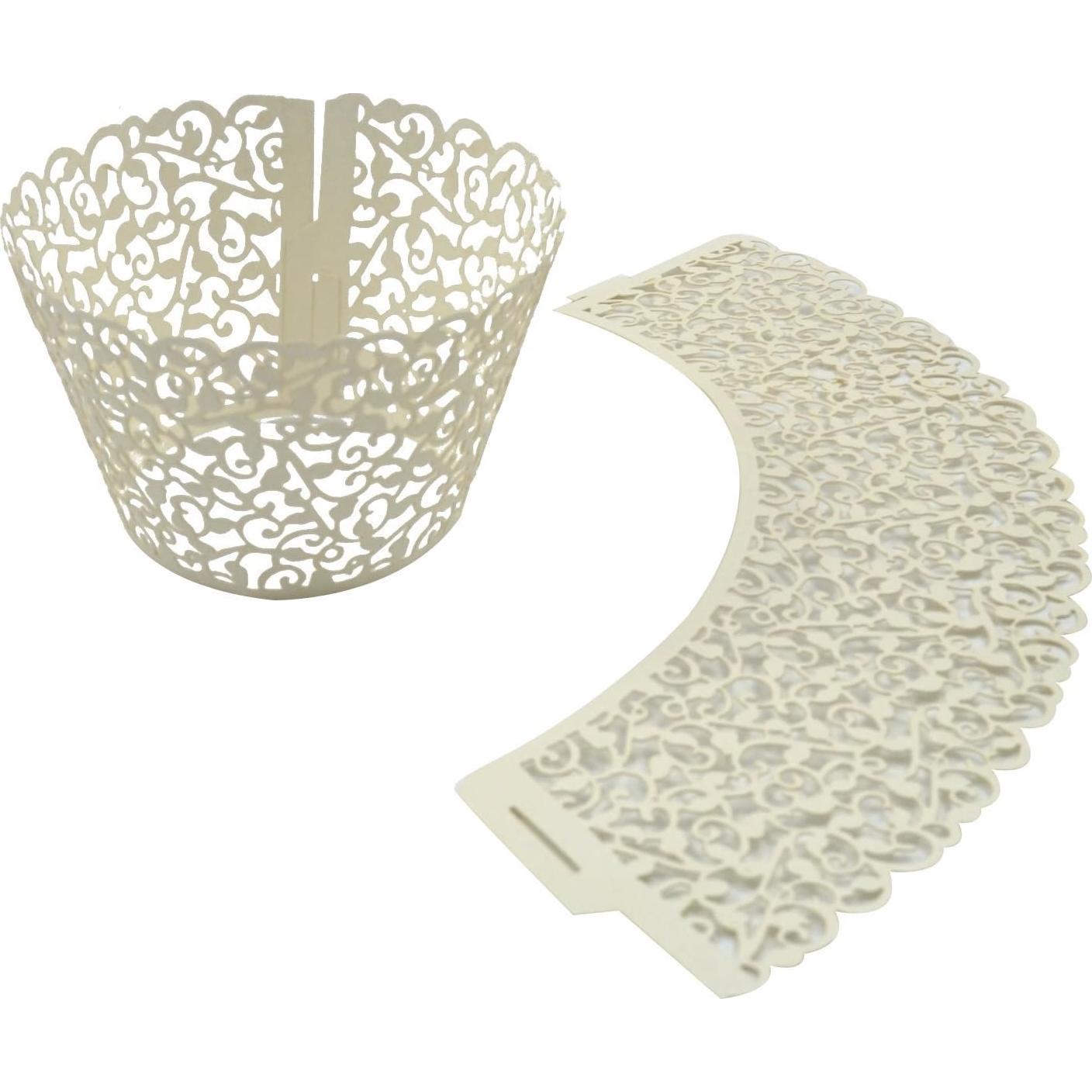 100 Fundas para Cupcake SUYEPER Beige Caladas 7.87 cm