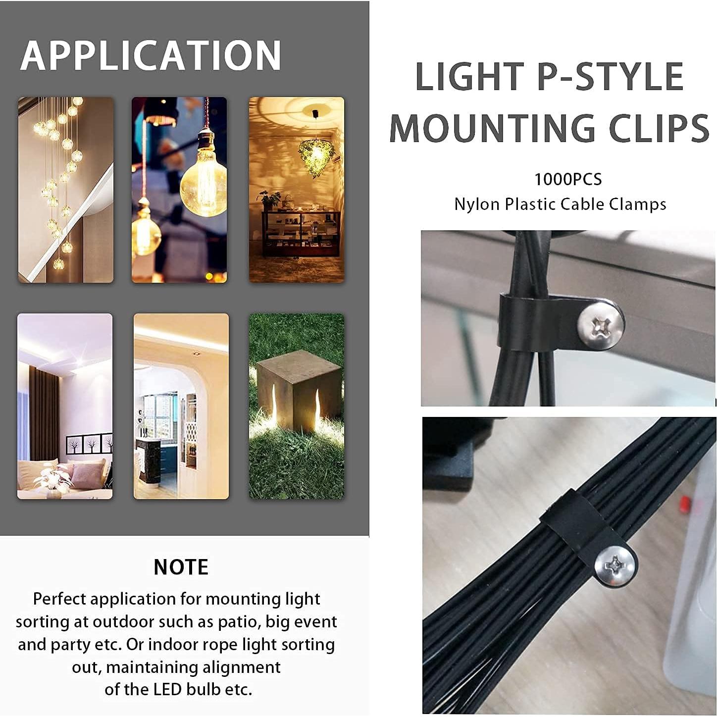 Clips de Montaje de Luz de Cuerda Mankk 50PCS 13mm Nylon