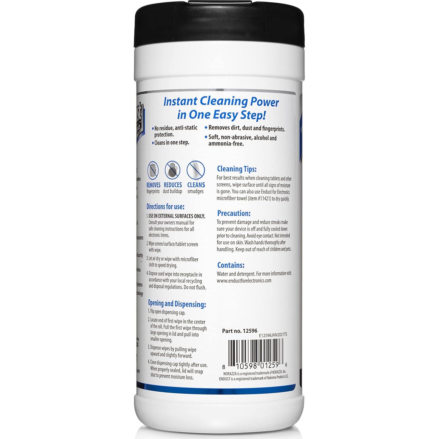 Toallitas Limpiadoras Endust para Pantallas - 70 Unidades