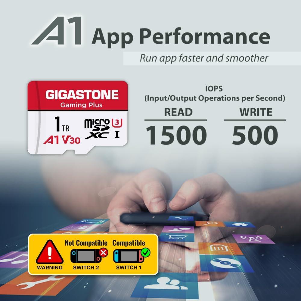 Tarjeta Micro SD 1TB Gigastone Gaming Plus UHS-I A1 U3 V30