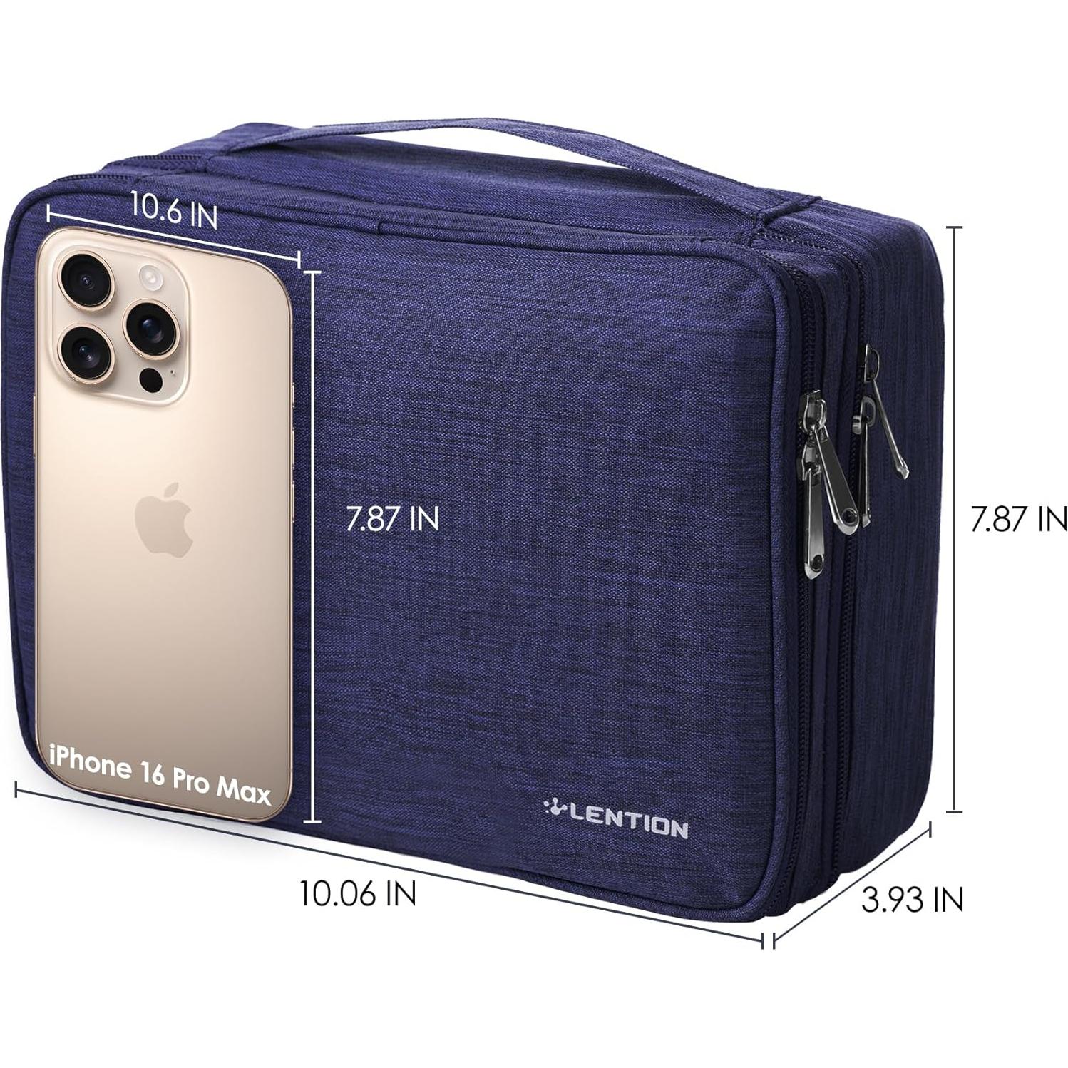 Bolsa Organizadora de Cables LENTION Azul Doble Capa Impermeable