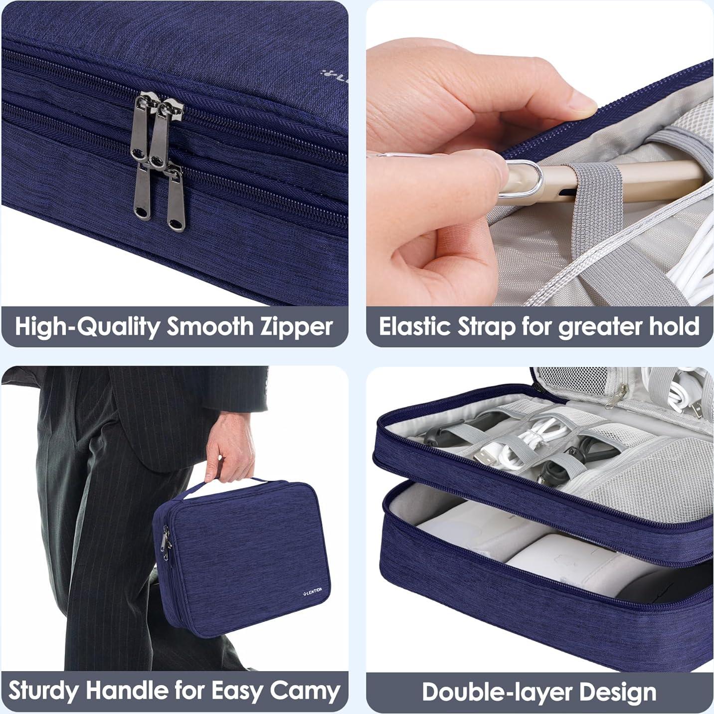 Bolsa Organizadora de Cables LENTION Azul Doble Capa Impermeable