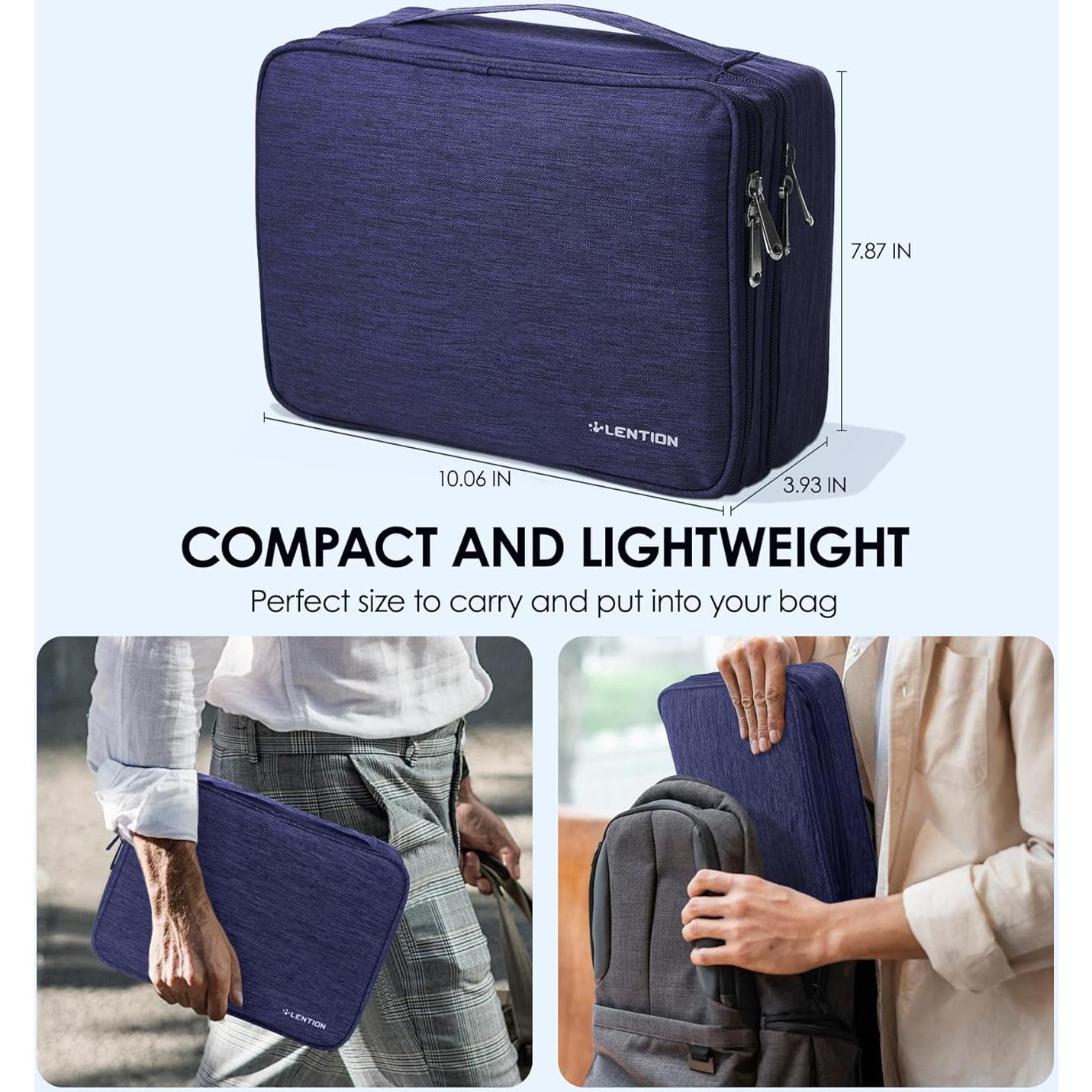 Bolsa Organizadora de Cables LENTION Azul Doble Capa Impermeable