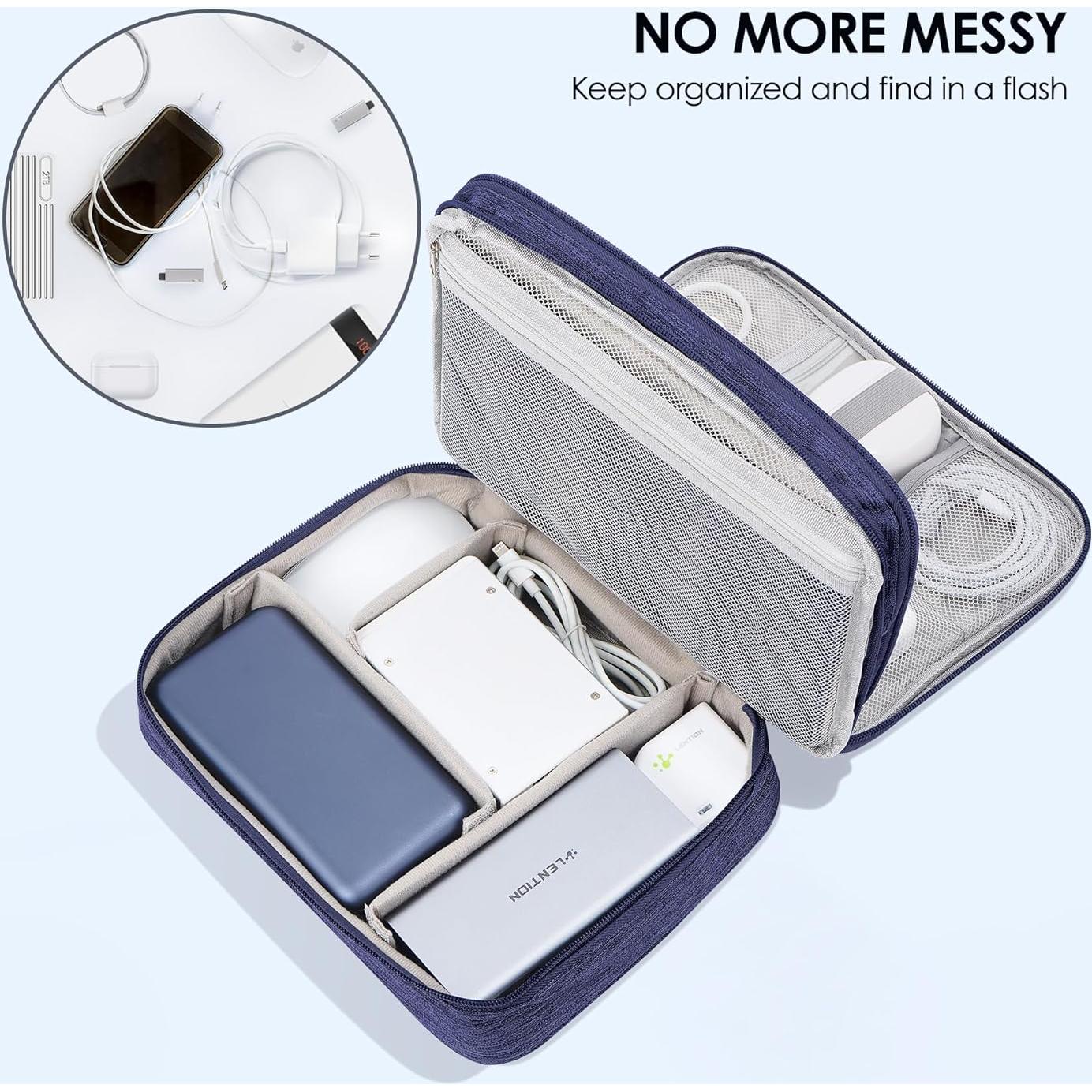 Bolsa Organizadora de Cables LENTION Azul Doble Capa Impermeable