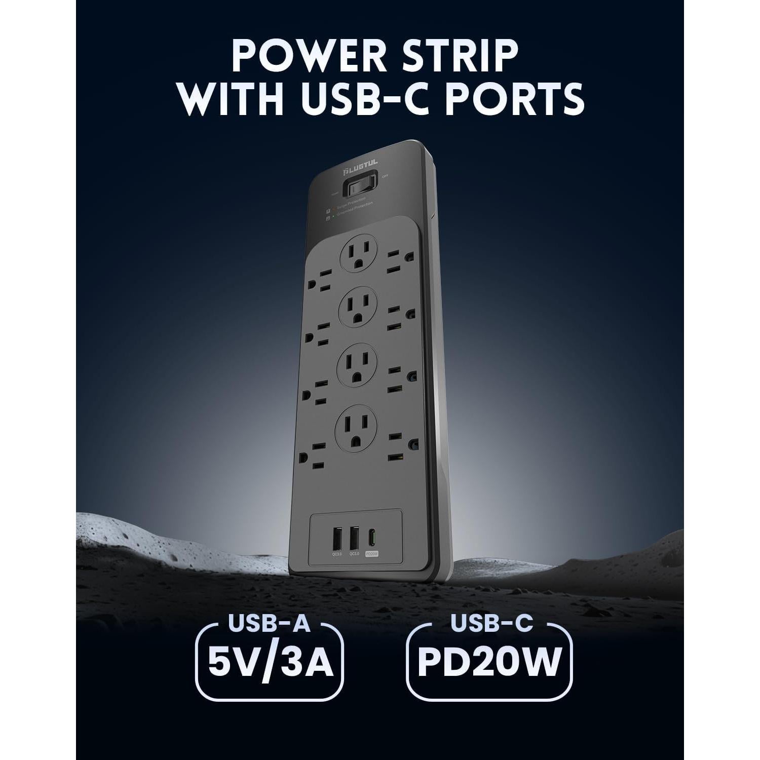 Protector de Sobretensión Power Strip PLUGTUL 1.52m 4080J