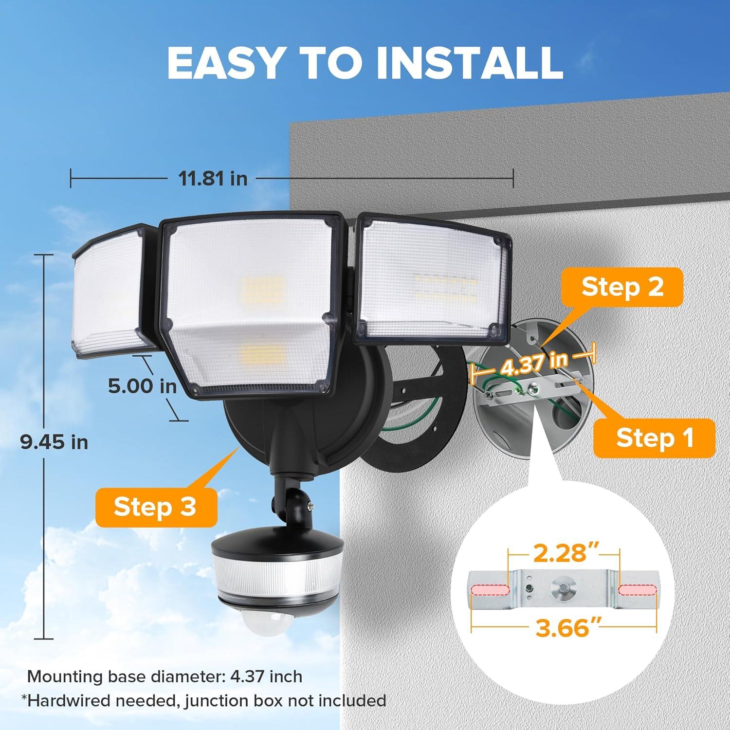 Proyector LED de Seguridad LUTEC 84W 9500LM con Sensor Movimiento
