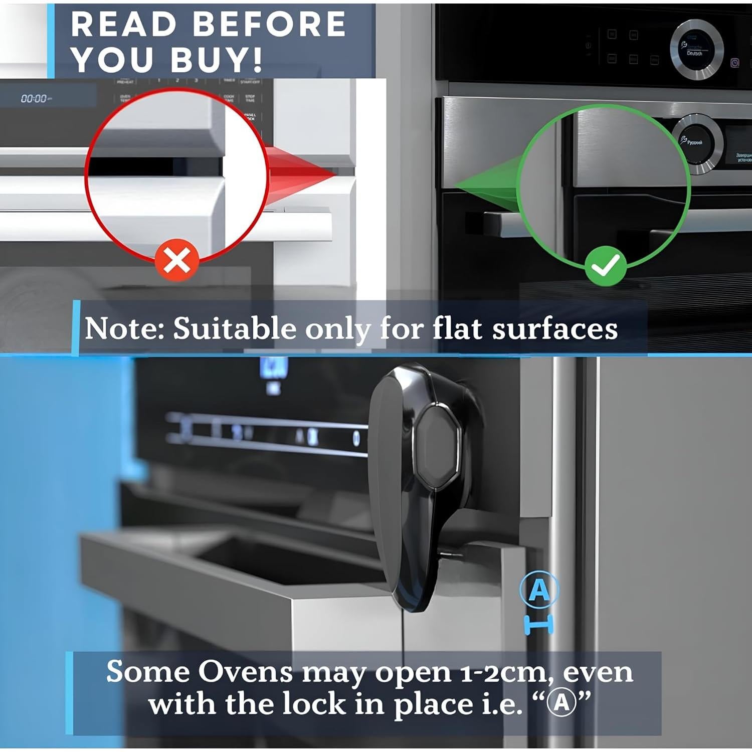 Cerradura de Seguridad para Horno Infantil - Negro, Resistente al Calor