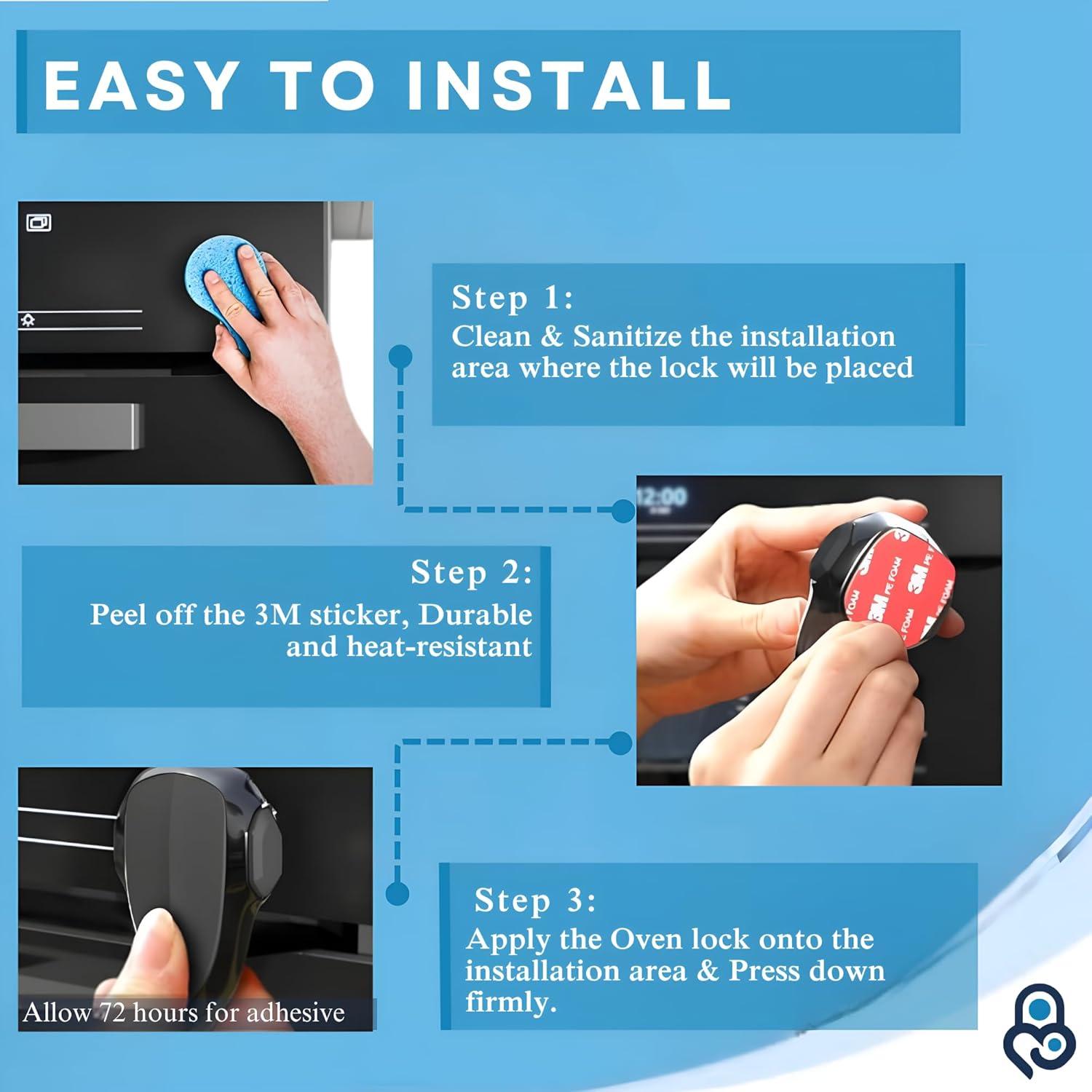 Cerradura de Seguridad para Horno Infantil - Negro, Resistente al Calor