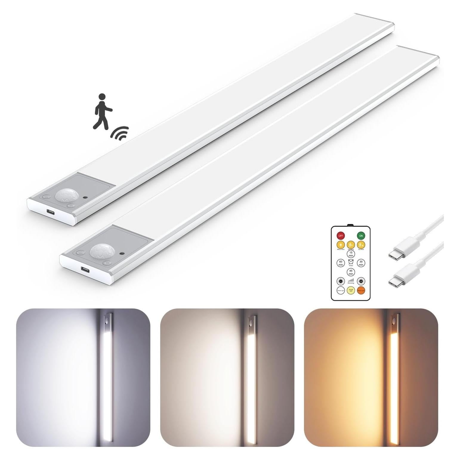 Luz LED Inalámbrica Bajo Gabinete Skairipa 40.4 cm Plata 2 Pzas