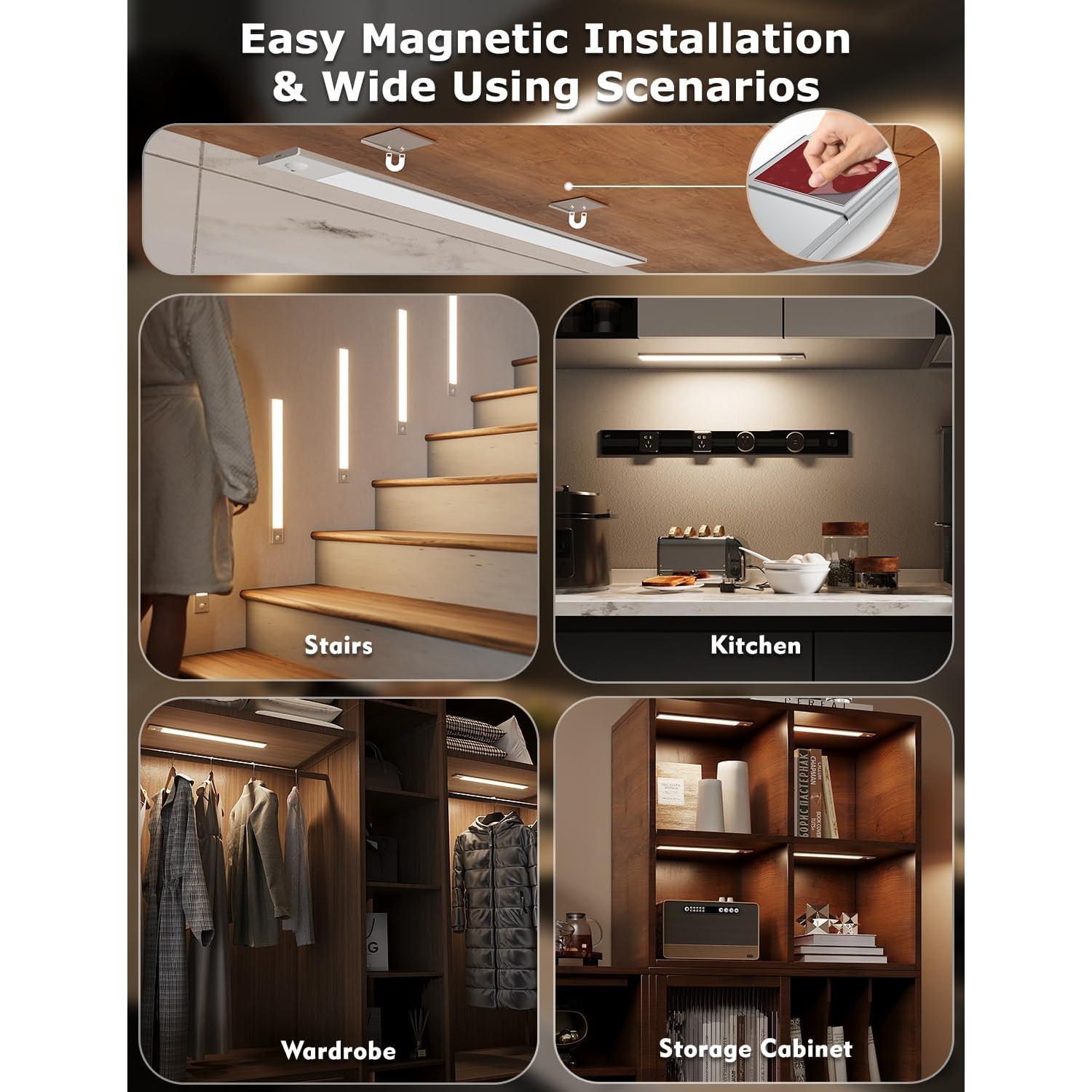 Luz LED Inalámbrica Bajo Gabinete Skairipa 40.4 cm Plata 2 Pzas