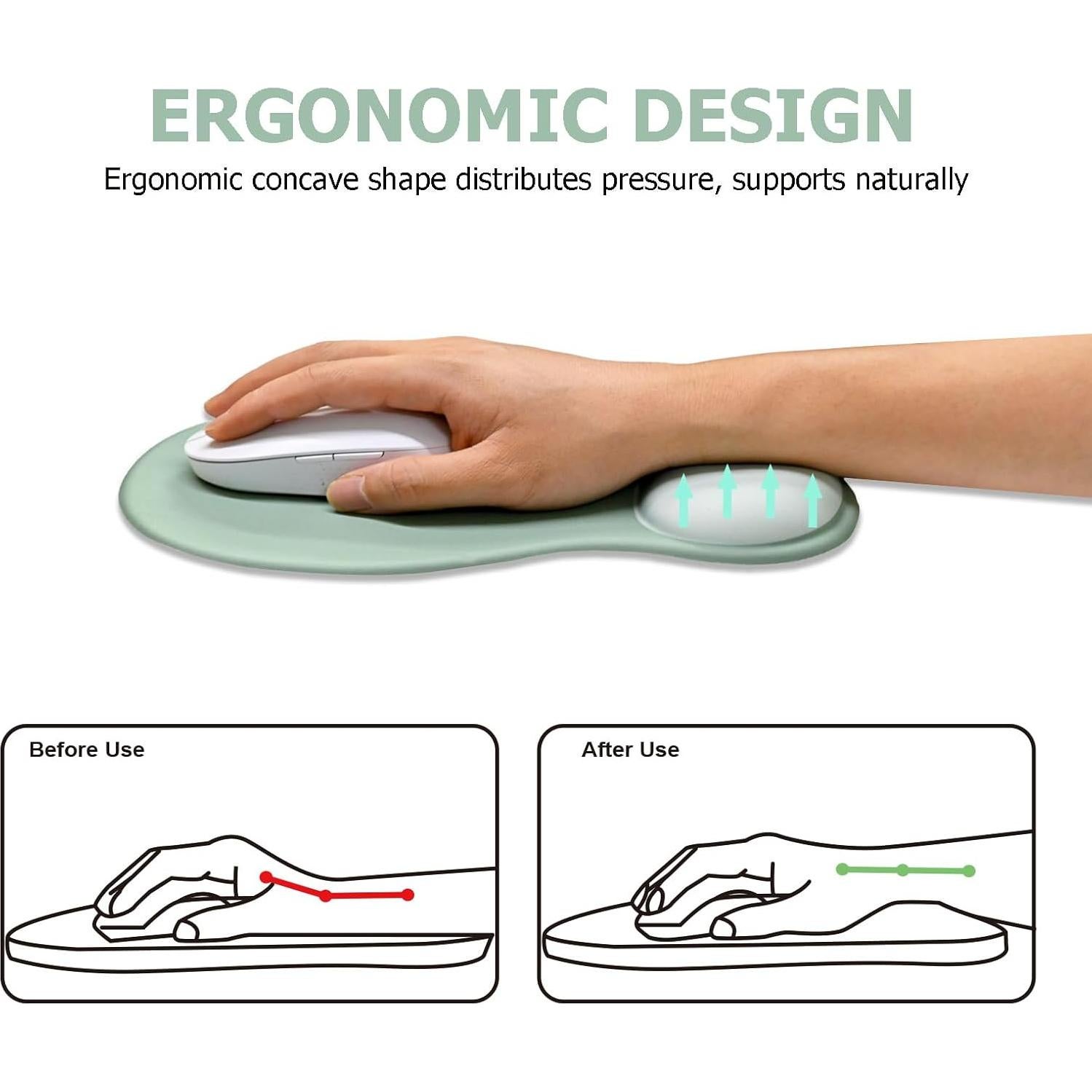 Alfombrilla de Ratón Ergonómica NEENALO con Reposamuñecas Verde