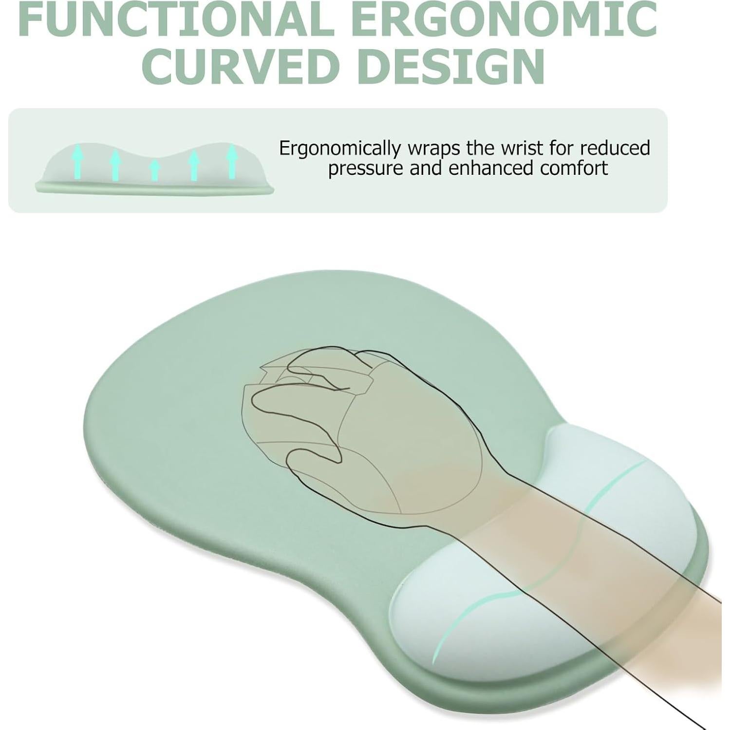 Alfombrilla de Ratón Ergonómica NEENALO con Reposamuñecas Verde