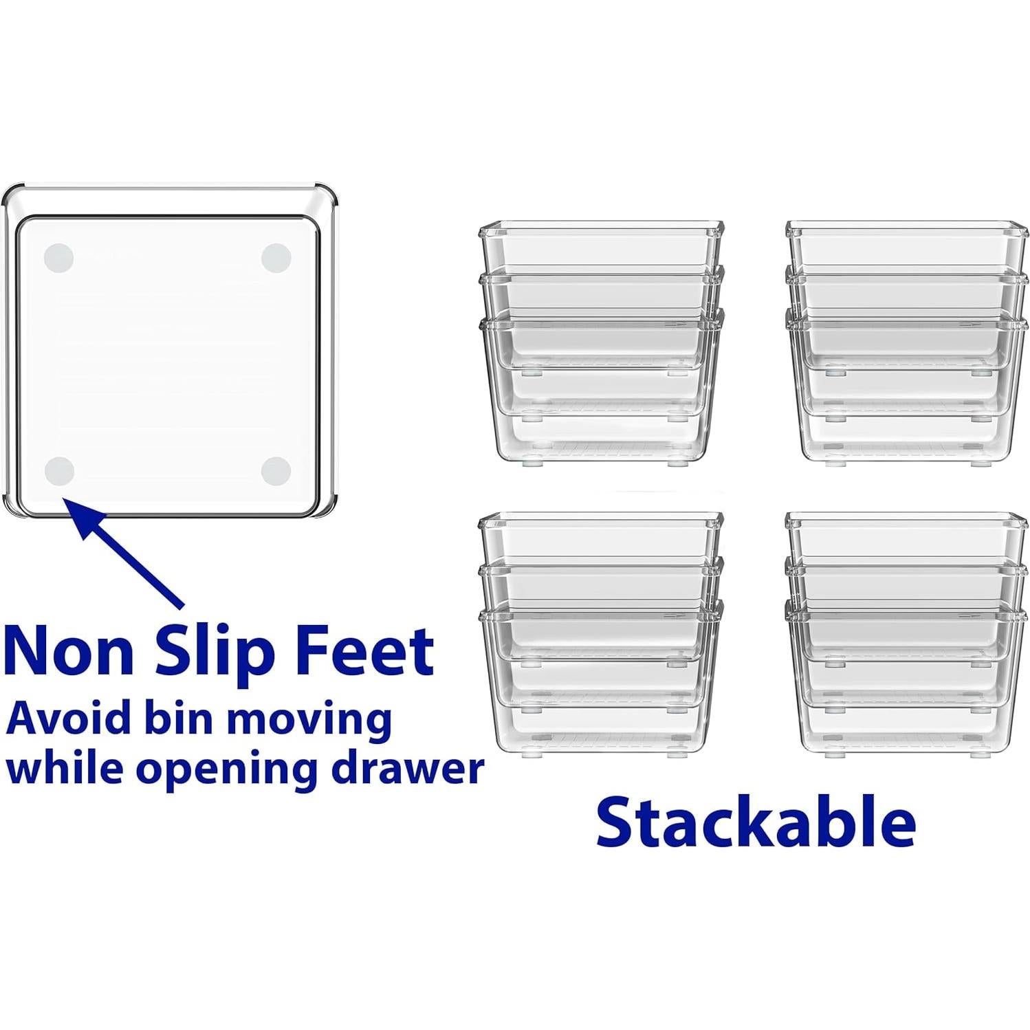 Organizador de Cajones Transparente Simple Houseware 12 Piezas