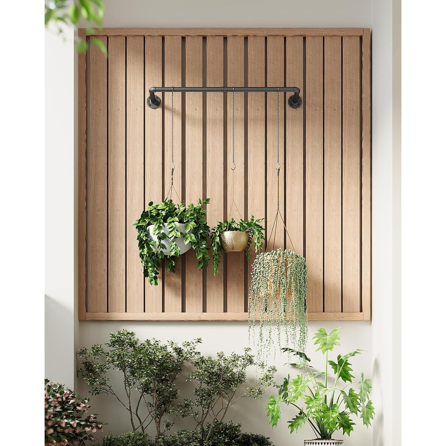 Soporte para Plantas SOFITORG 97 cm Metal Negro con 3 Cadenas