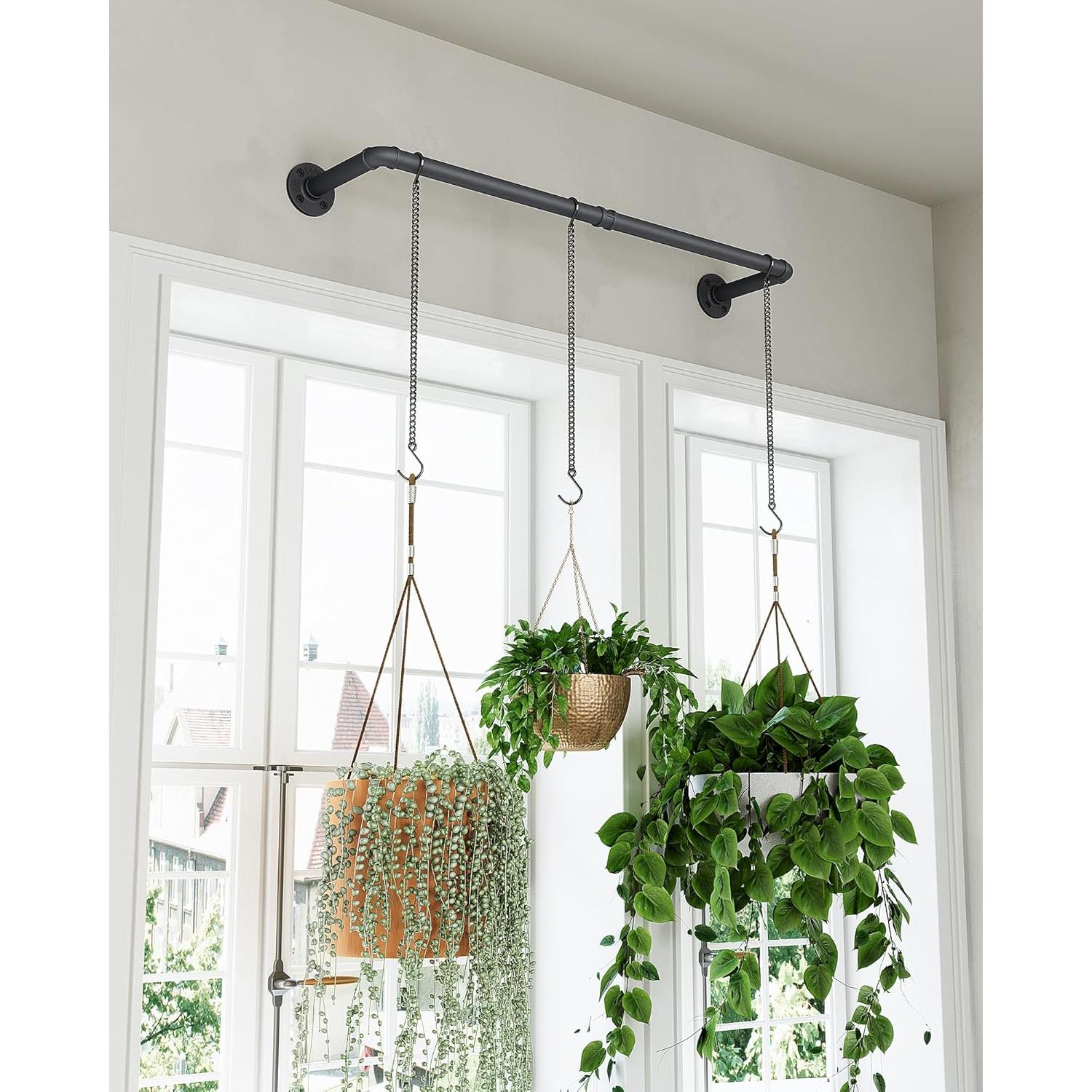 Soporte para Plantas SOFITORG 97 cm Metal Negro con 3 Cadenas