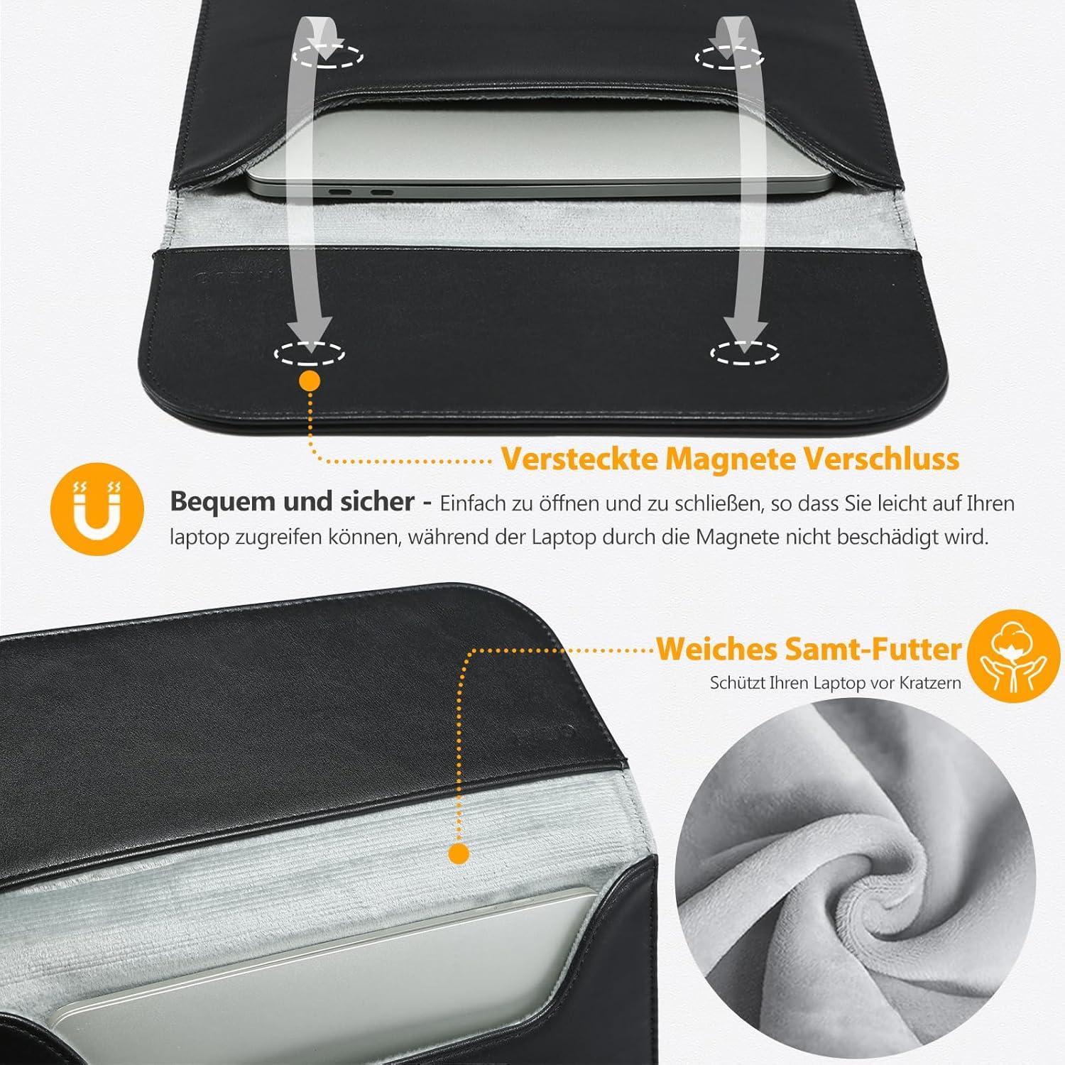 Funda para Laptop 13" HYZUO Negra, Resistente al Agua y Rayones