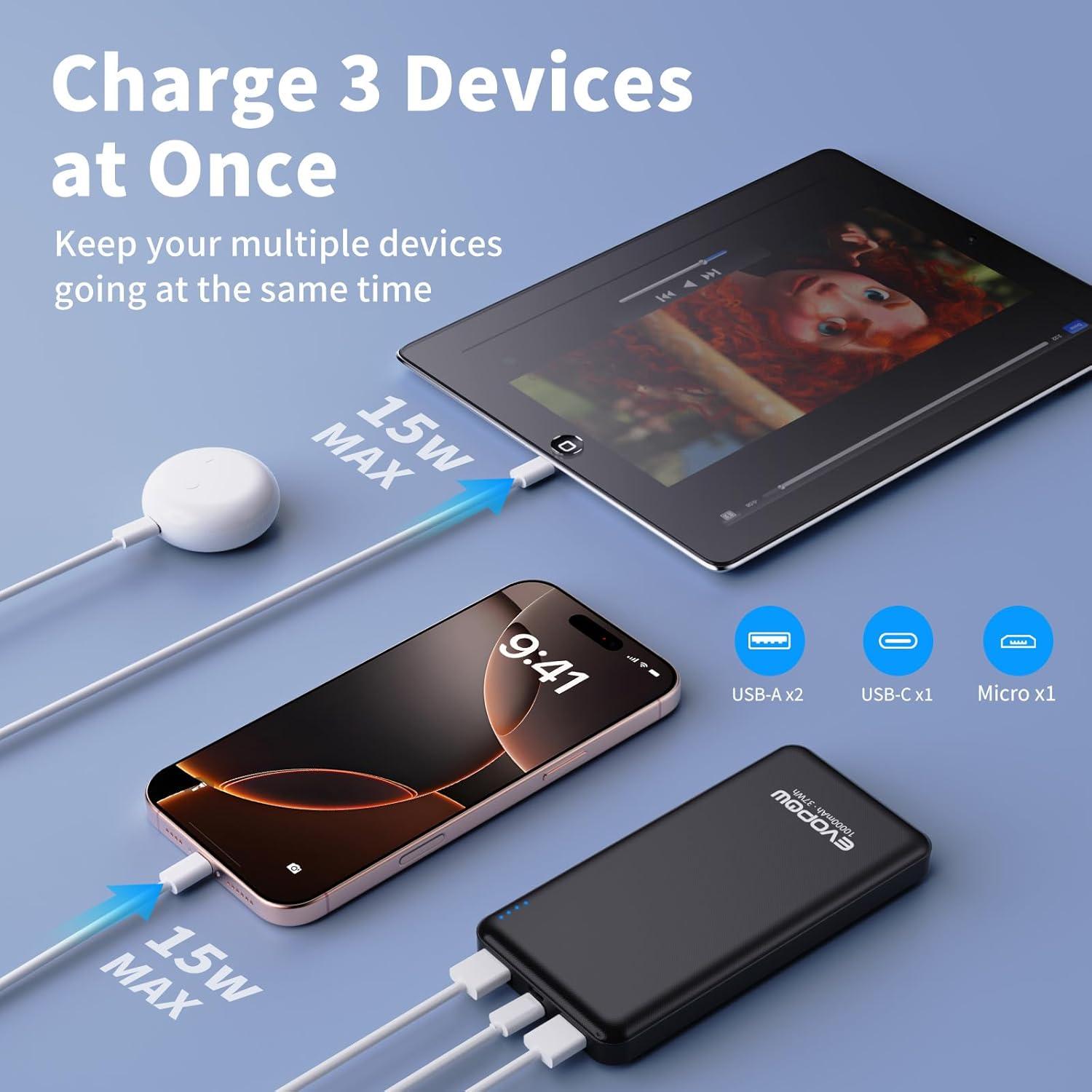 Cargador Portátil Evopow 10000mAh Carga Rápida USB-C