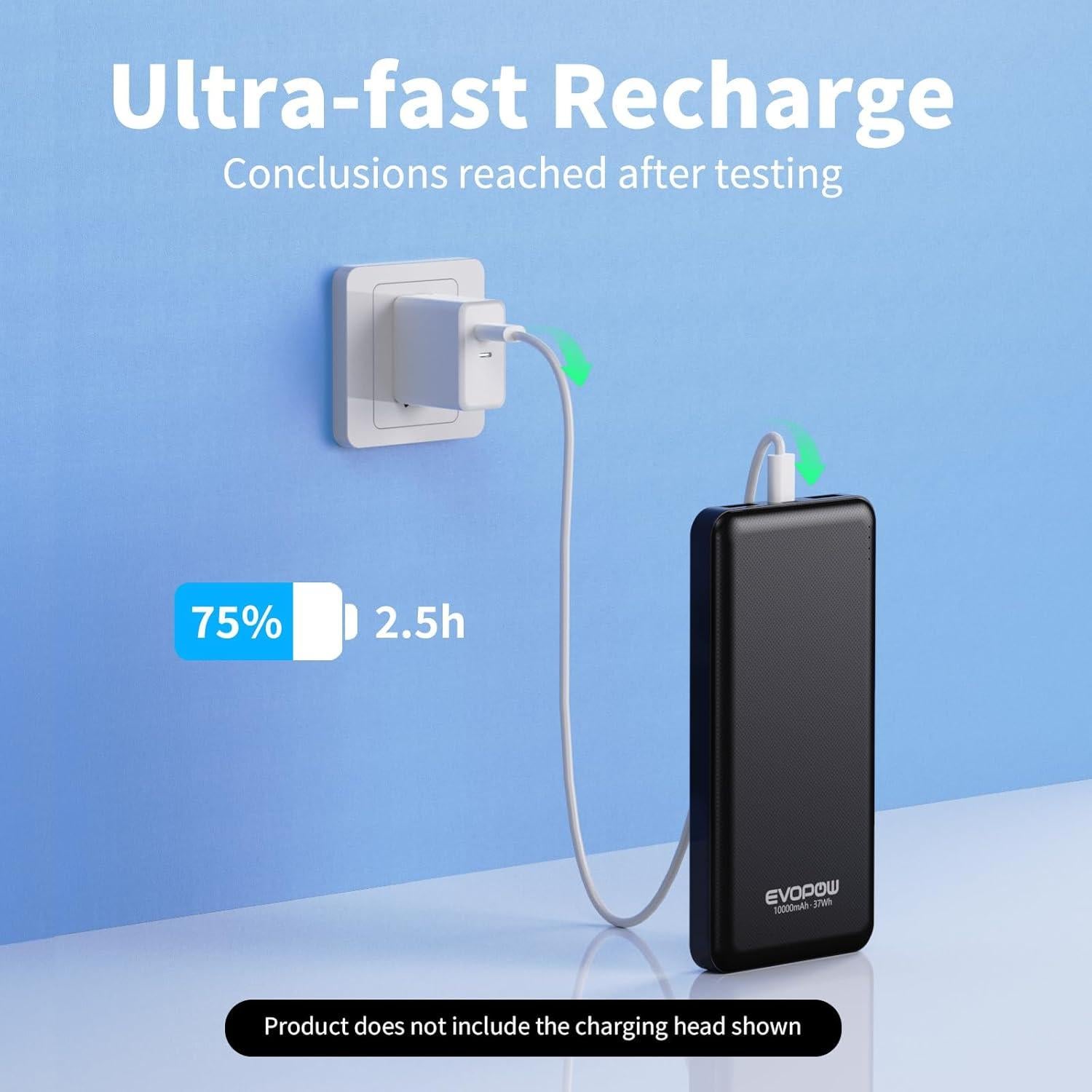 Cargador Portátil Evopow 10000mAh Carga Rápida USB-C