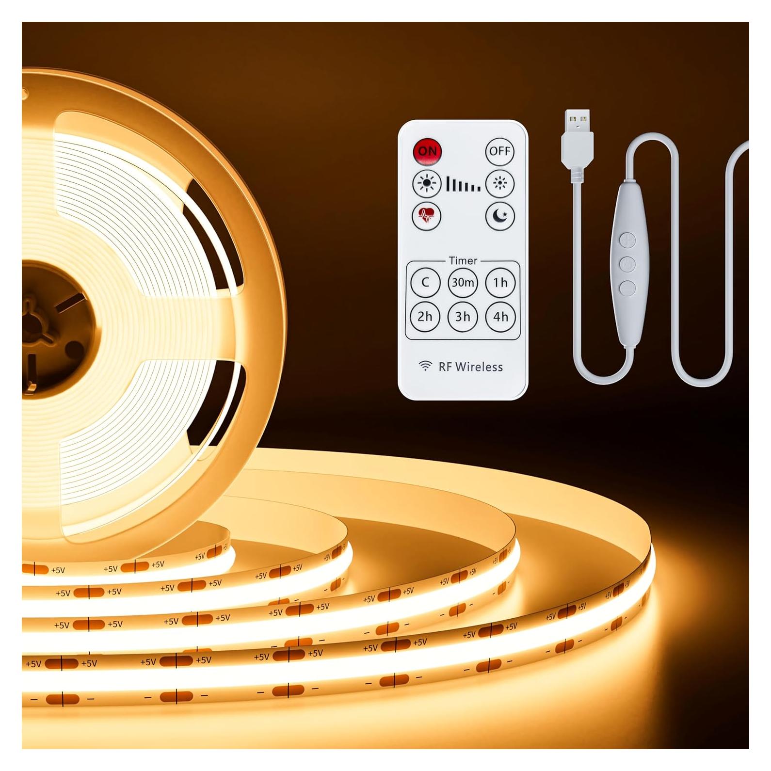 Tira de Luz LED COB PAUTIX 2m 2700K Regulable con Control Remoto