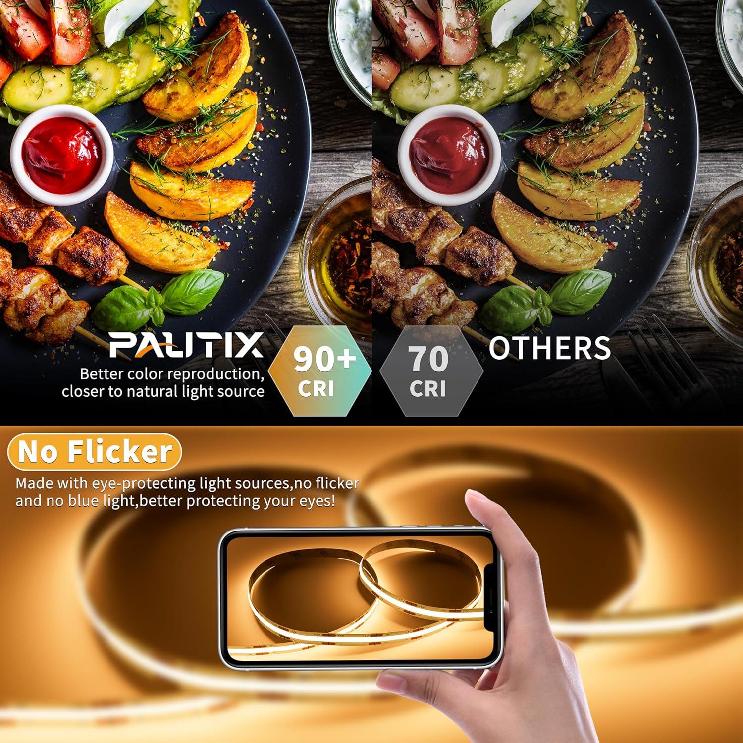 Tira de Luz LED COB PAUTIX 2m 2700K Regulable con Control Remoto