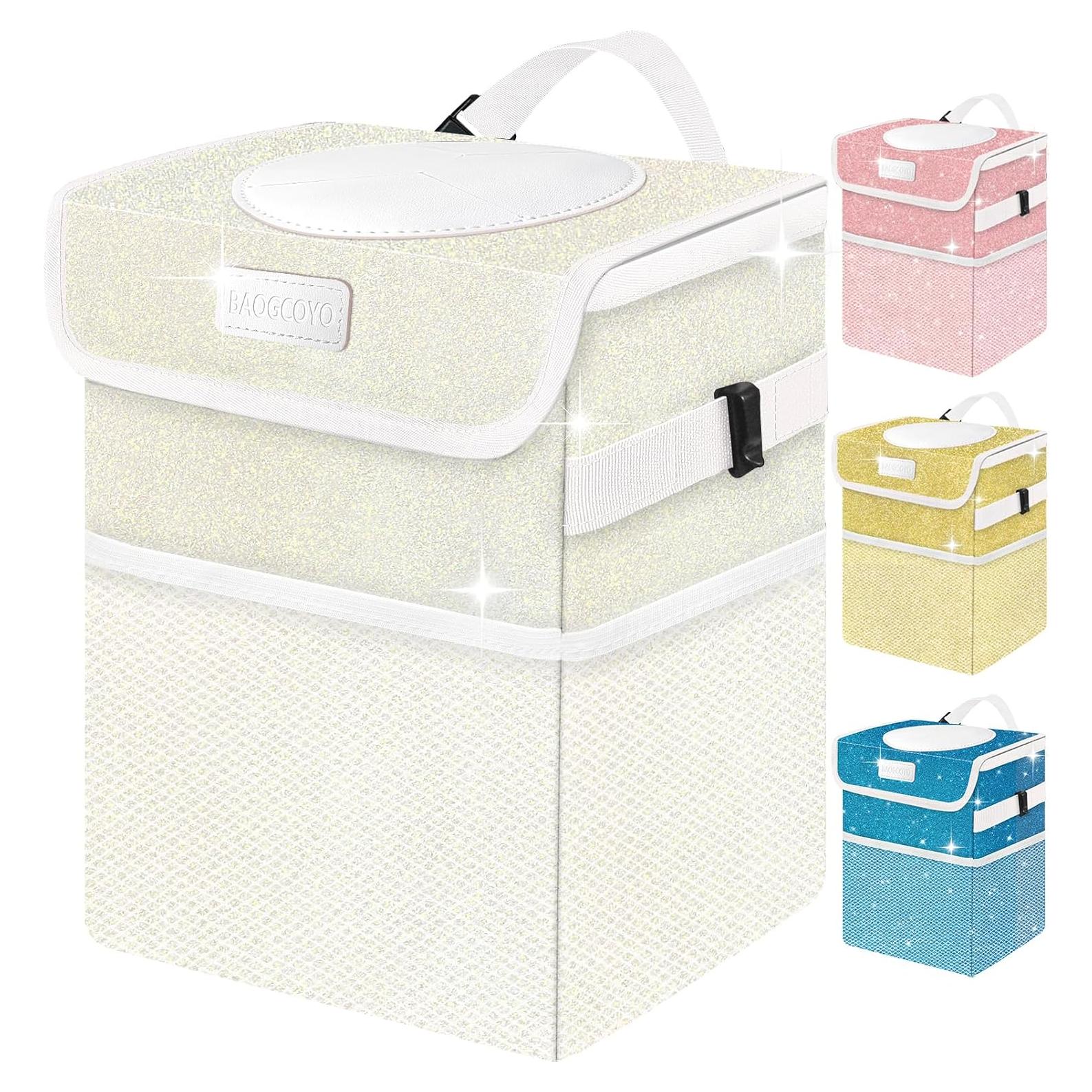 Cubo de Basura para Auto BAOGCOYO 9.46L Impermeable Beige