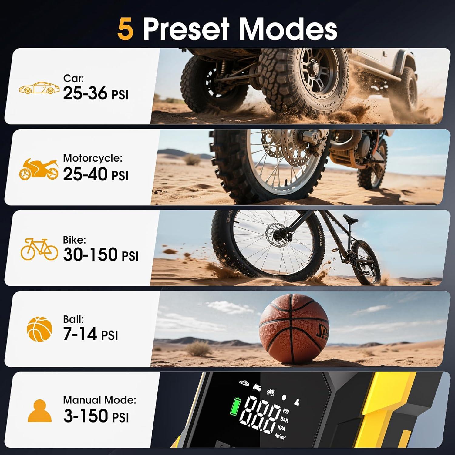 Compresor de Aire Portátil FLYKID T2222 150PSI Batería Recargable