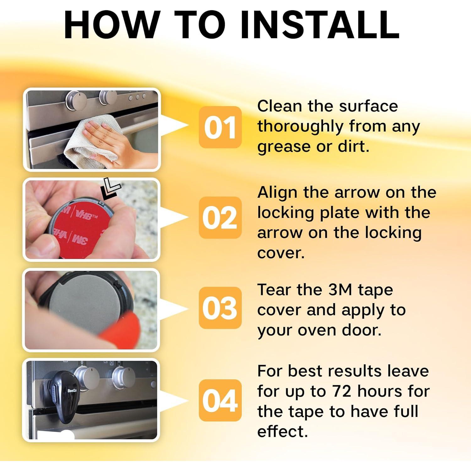 BeeGo Cerradura de Seguridad para Horno Negro - Adhesivo 3M VHB