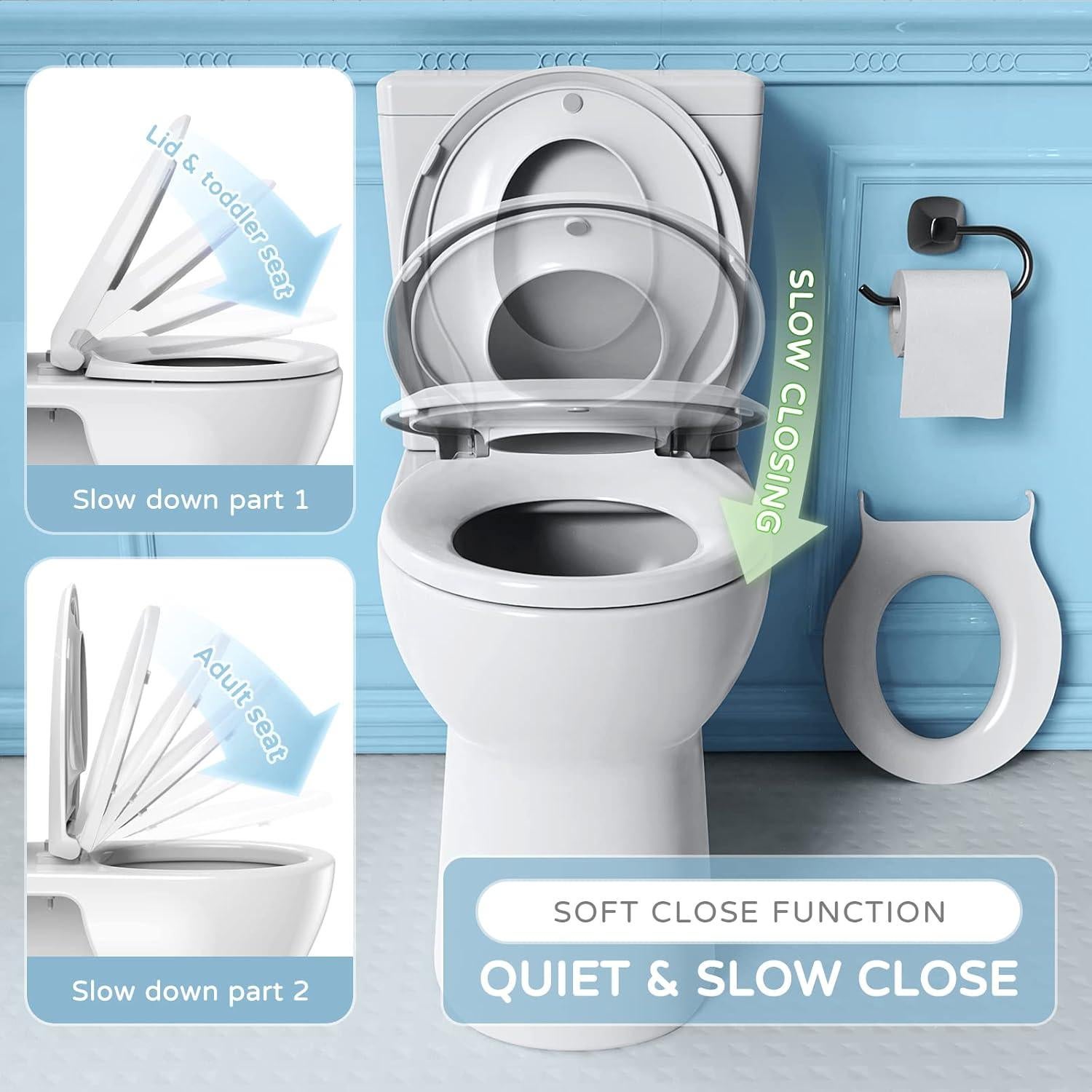 Asiento de Inodoro YASFEL 42 cm Redondo Blanco para Niños y Adultos