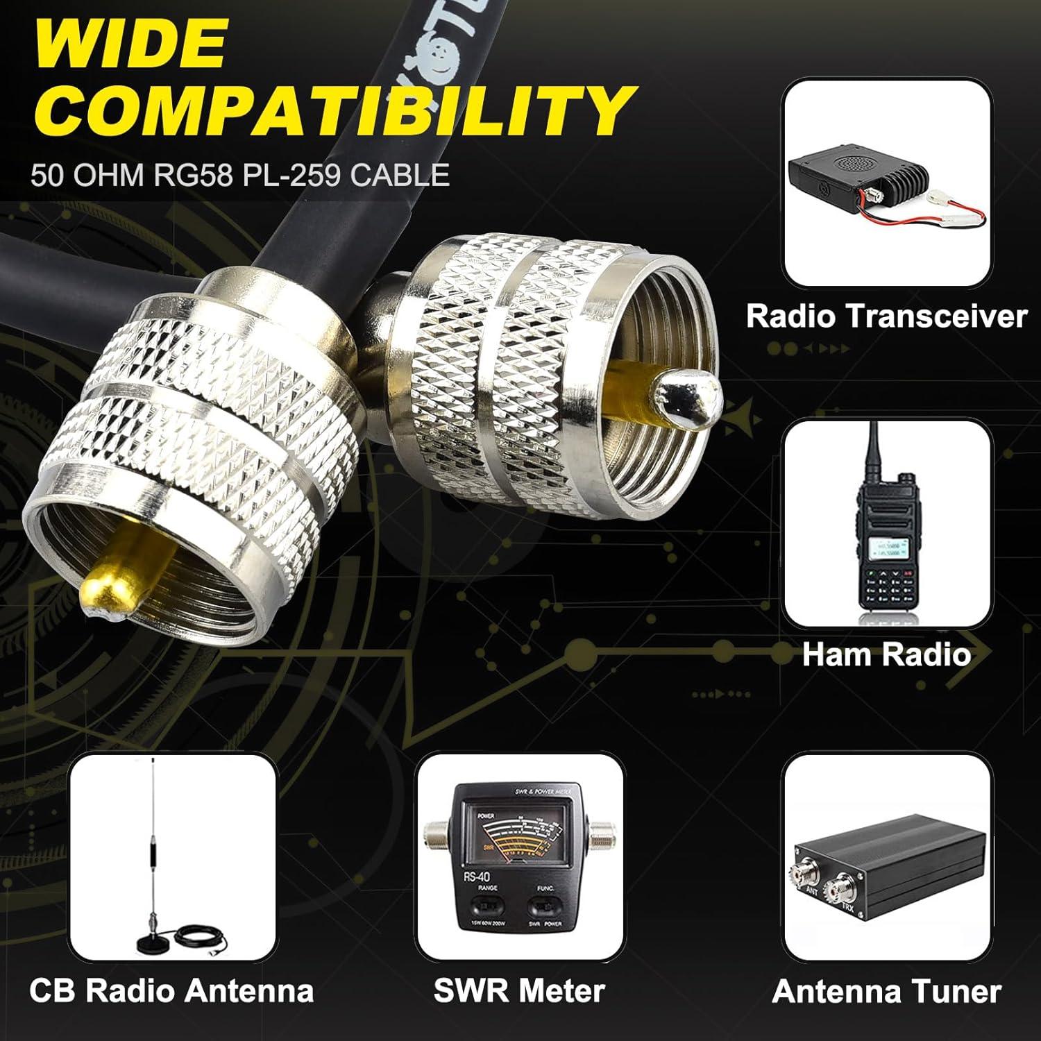 Cable Coaxial Jumper RG58 50 Ohm PL259 39.6 cm YovKiss