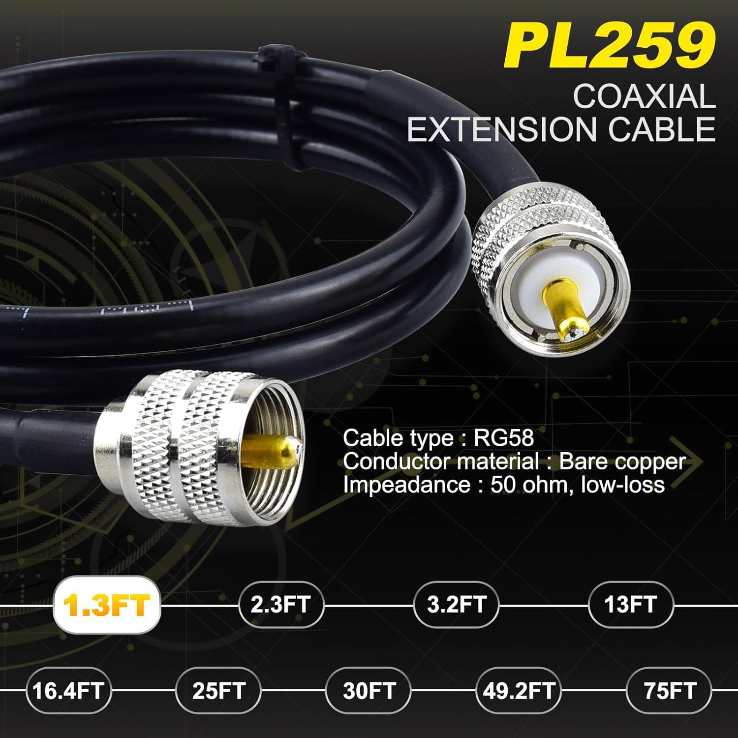 Cable Coaxial Jumper RG58 50 Ohm PL259 39.6 cm YovKiss