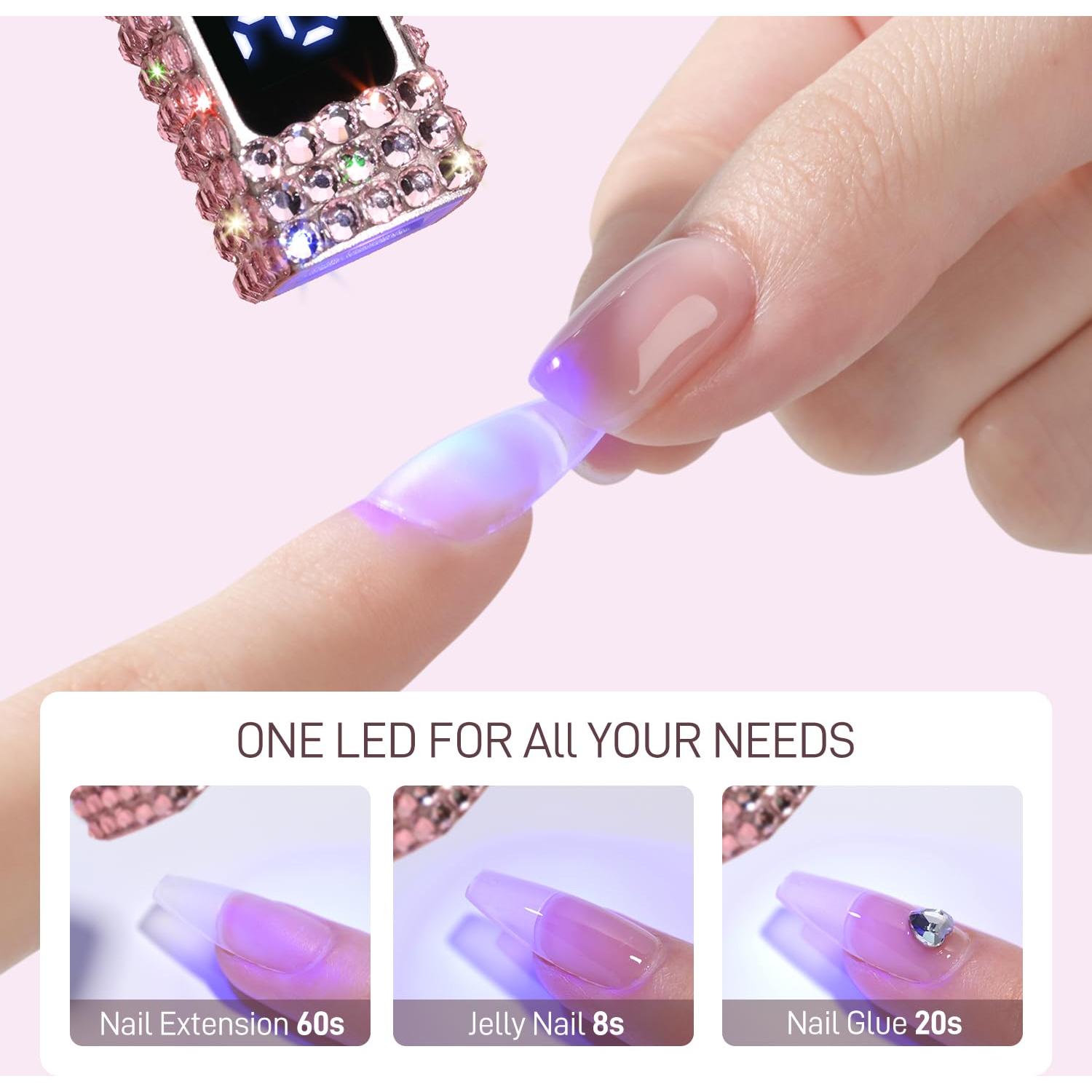 Luz UV de Mano GAOY Rosa Diamante, Mini Lámpara Uñas Gel