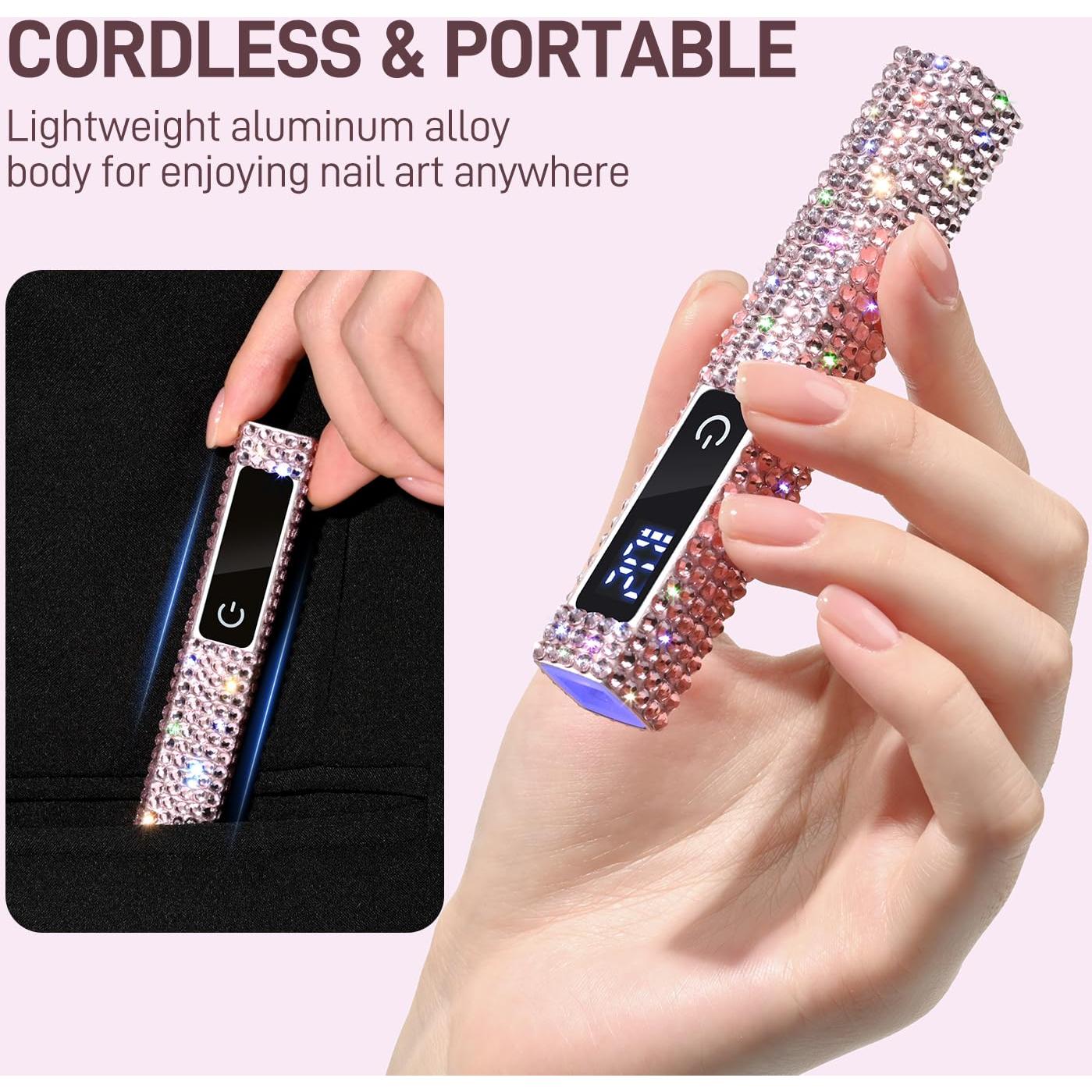 Luz UV de Mano GAOY Rosa Diamante, Mini Lámpara Uñas Gel