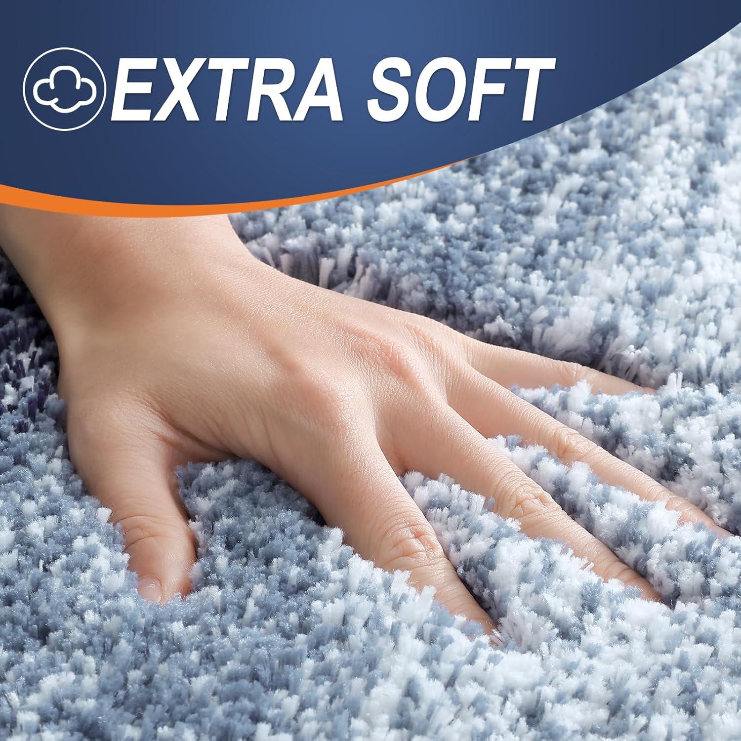 OLANLY Alfombrilla de Baño 61x41 cm Microfibra Azul