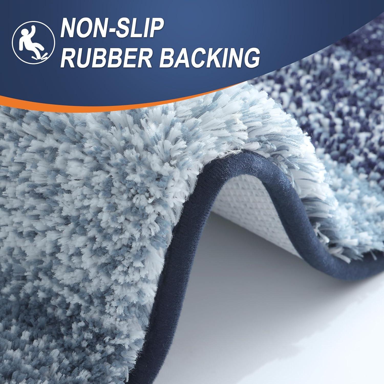 OLANLY Alfombrilla de Baño 61x41 cm Microfibra Azul