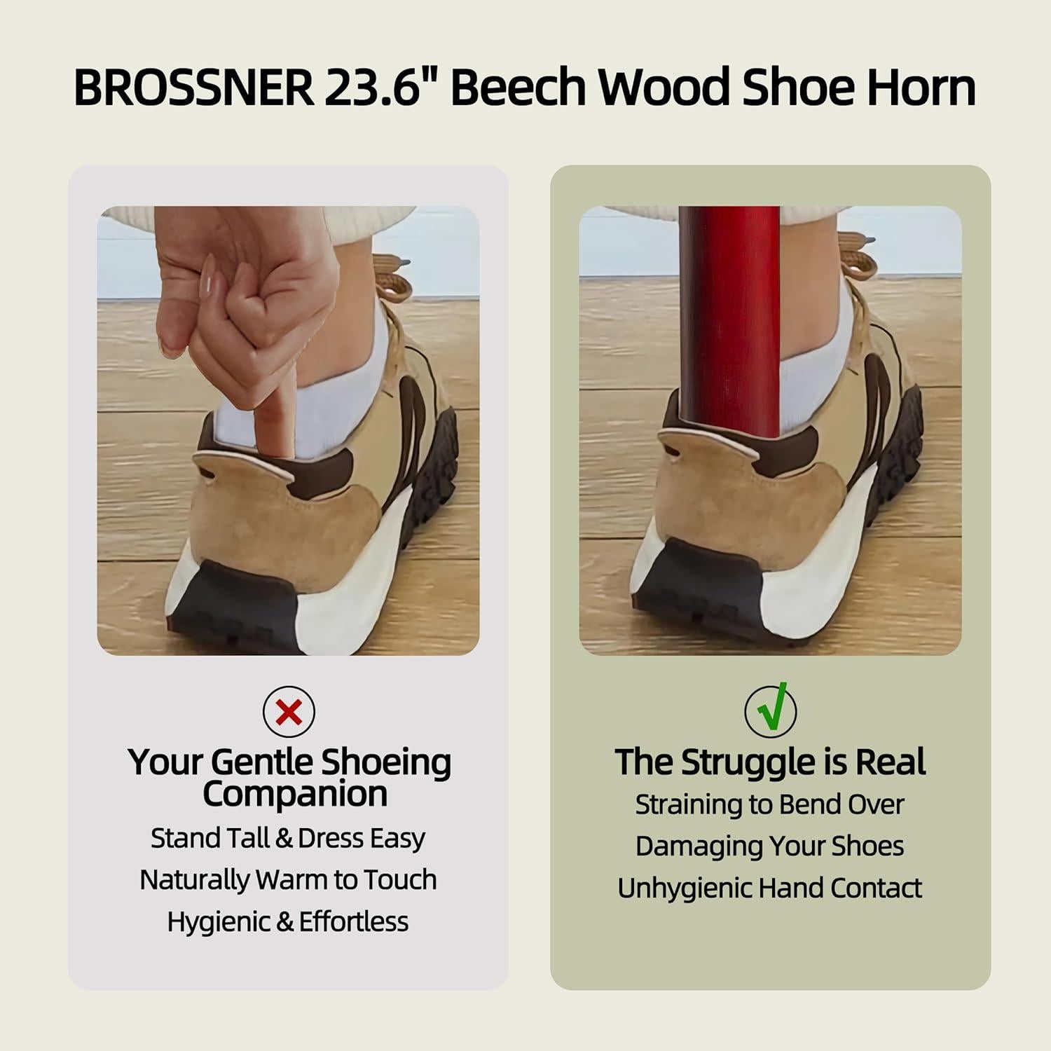 Cuchara de Zapato de Madera de Haya Roja 60 cm para Ancianos