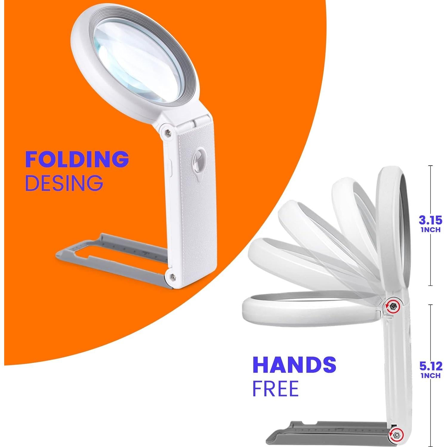 Lupa Iluminada AIXPI con Soporte Plegable y 18 LEDs