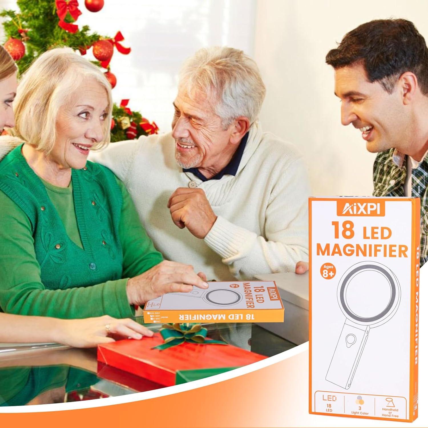 Lupa Iluminada AIXPI con Soporte Plegable y 18 LEDs