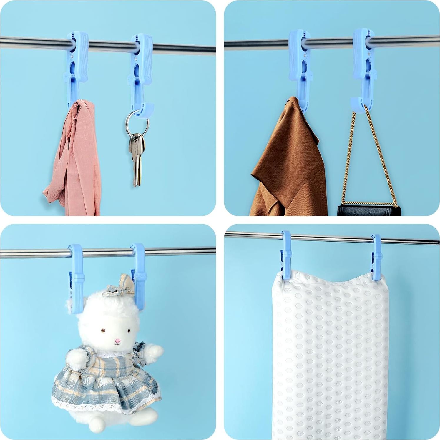 8 Clips de Plástico Jydesicr para Colgar Ropa y Toallas Azul