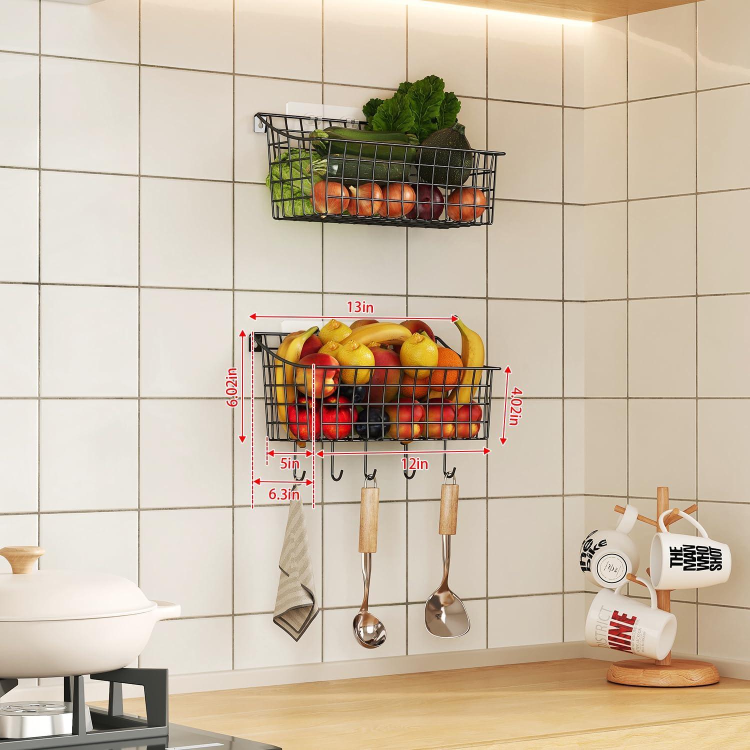 Cestas de Alambre Colgantes Sonyabecca - 2 Unidades con Ganchos