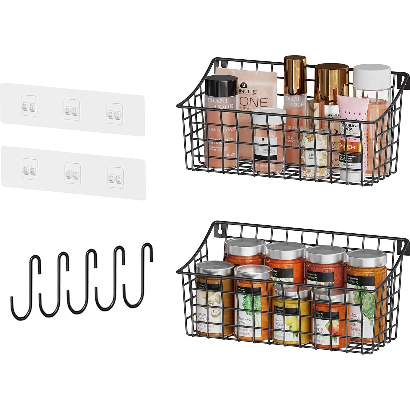 Cestas de Alambre Colgantes Sonyabecca - 2 Unidades con Ganchos