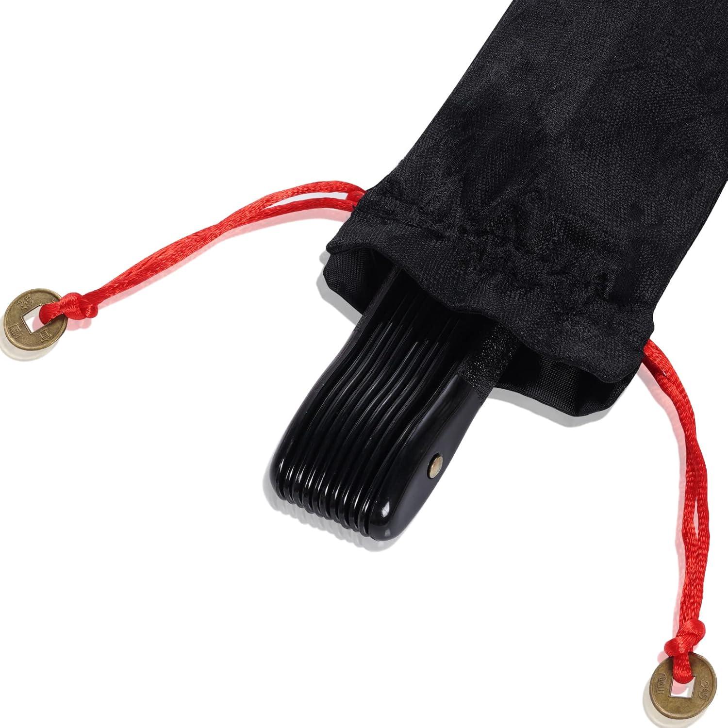 2 Abanicos Plegables de Mano Wobe Negro 64.5x34cm para Danza