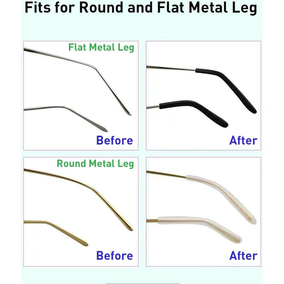 Consejos de Silicona Antideslizantes para Patillas de Gafas - 8 Pares Negros