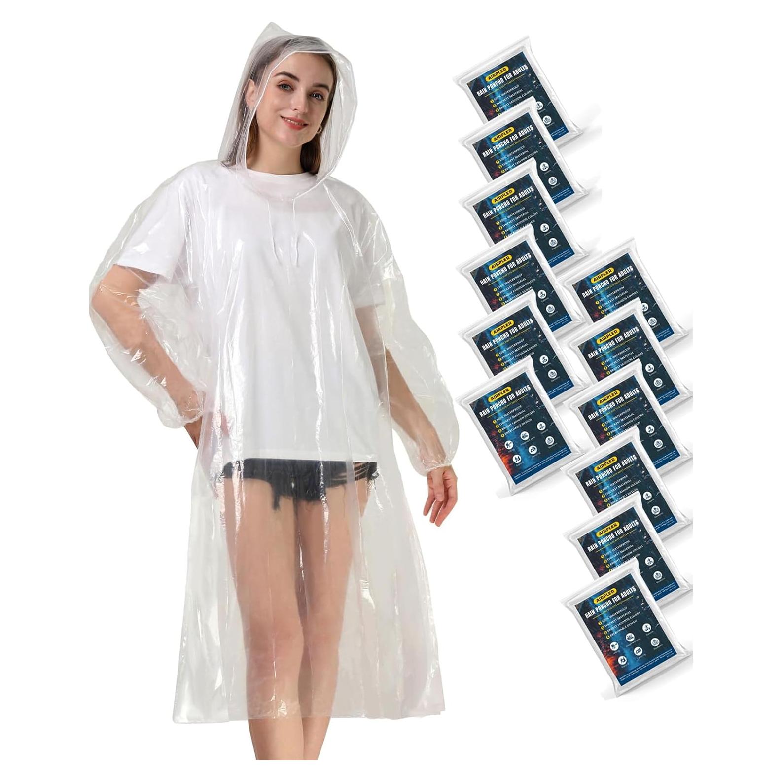 Ponchos de Lluvia Desechables Airpler - 12 Unidades Transparentes